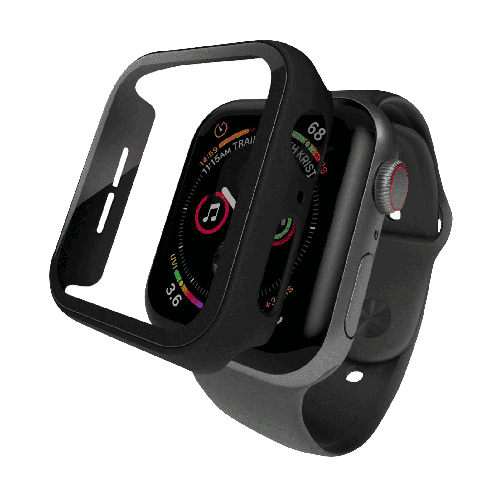 HYPHEN DEFENDR TPU & Tempered Glass Bumper Case for Apple Watch Series SE, 4, 5 & 6 (40mm) (360 Degree Protection, Black)_1