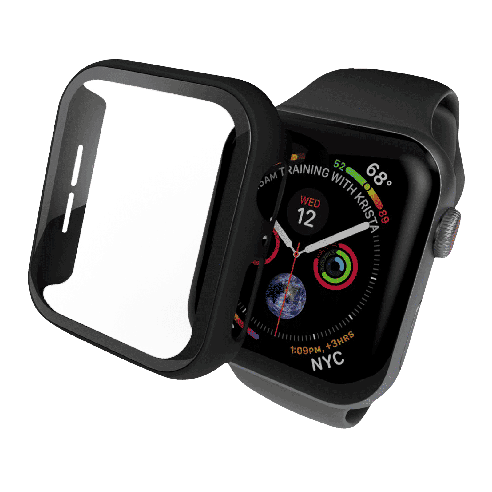 HYPHEN DEFENDR TPU & Tempered Glass Bumper Case for Apple Watch Series SE, 4, 5 & 6 (40mm) (360 Degree Protection, Black)_5