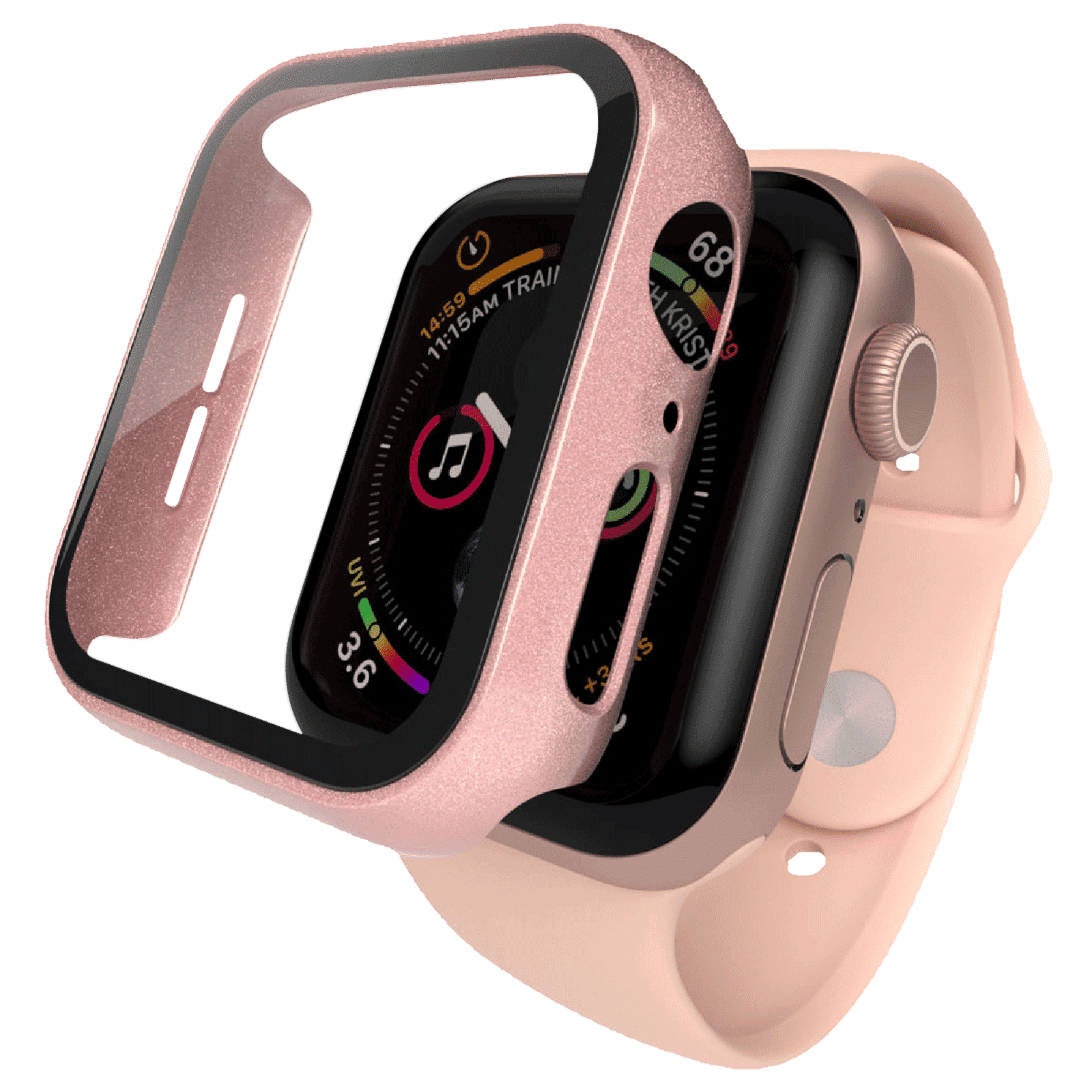 HYPHEN DEFENDR TPU & Tempered Glass Bumper Case for Apple Watch Series SE, 4, 5 & 6 (40mm) (360 Degree Protection, Rose Gold)_1