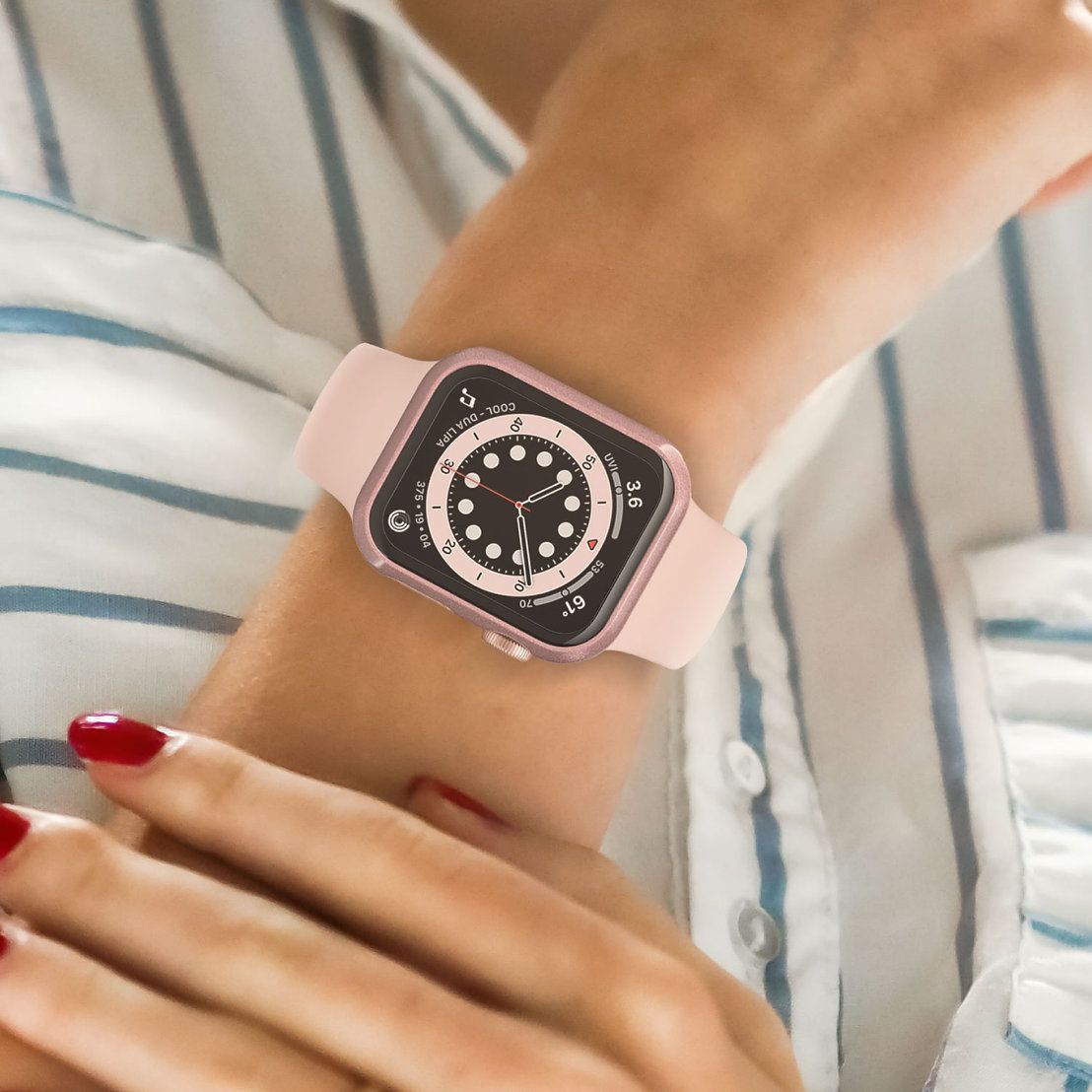 HYPHEN DEFENDR TPU & Tempered Glass Bumper Case for Apple Watch Series SE, 4, 5 & 6 (40mm) (360 Degree Protection, Rose Gold)_8