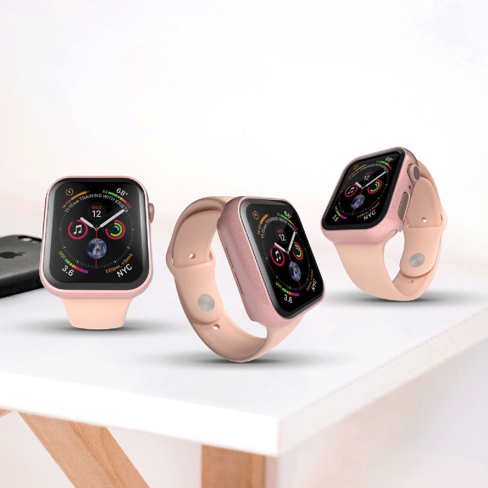 HYPHEN DEFENDR TPU & Tempered Glass Bumper Case for Apple Watch Series SE, 4, 5 & 6 (40mm) (360 Degree Protection, Rose Gold)_13