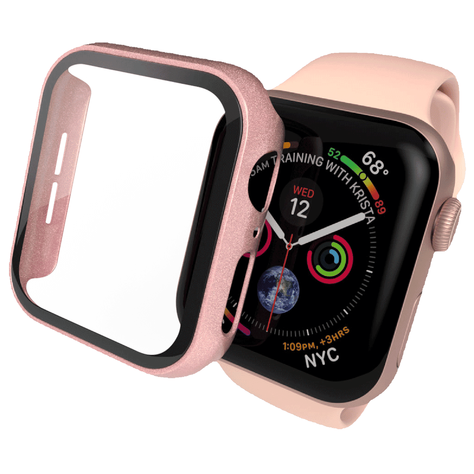 HYPHEN DEFENDR TPU & Tempered Glass Bumper Case for Apple Watch Series SE, 4, 5 & 6 (40mm) (360 Degree Protection, Rose Gold)_5