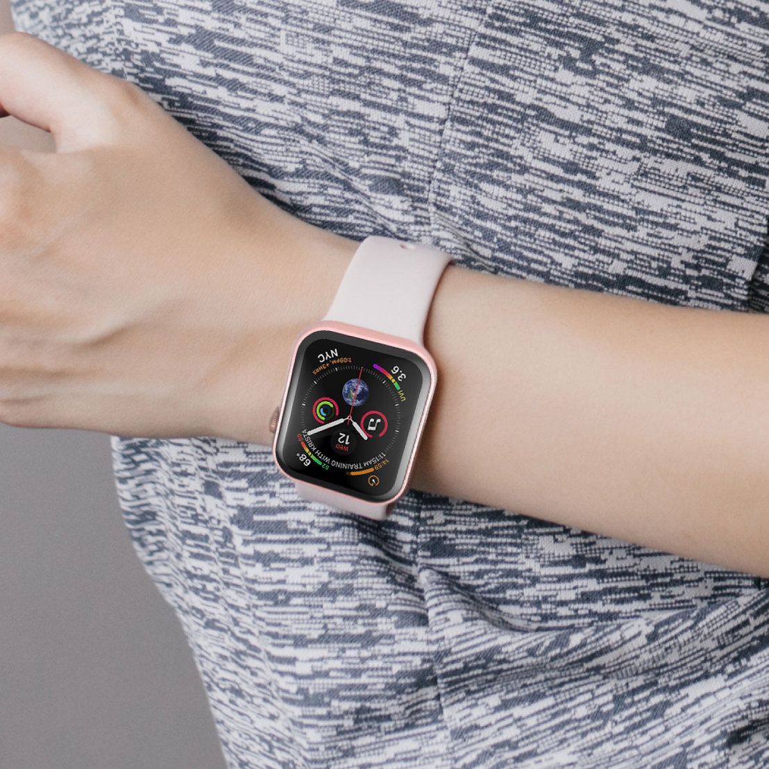 HYPHEN DEFENDR TPU & Tempered Glass Bumper Case for Apple Watch Series SE, 4, 5 & 6 (40mm) (360 Degree Protection, Rose Gold)_7