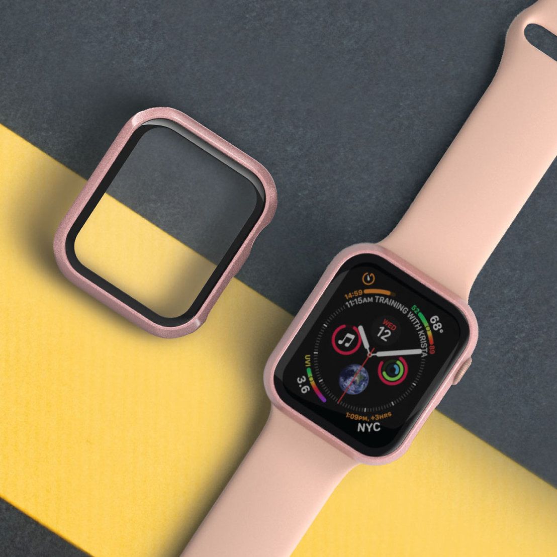 HYPHEN DEFENDR TPU & Tempered Glass Bumper Case for Apple Watch Series SE, 4, 5 & 6 (44mm) (360 Degree Protection, Rose Gold)_9