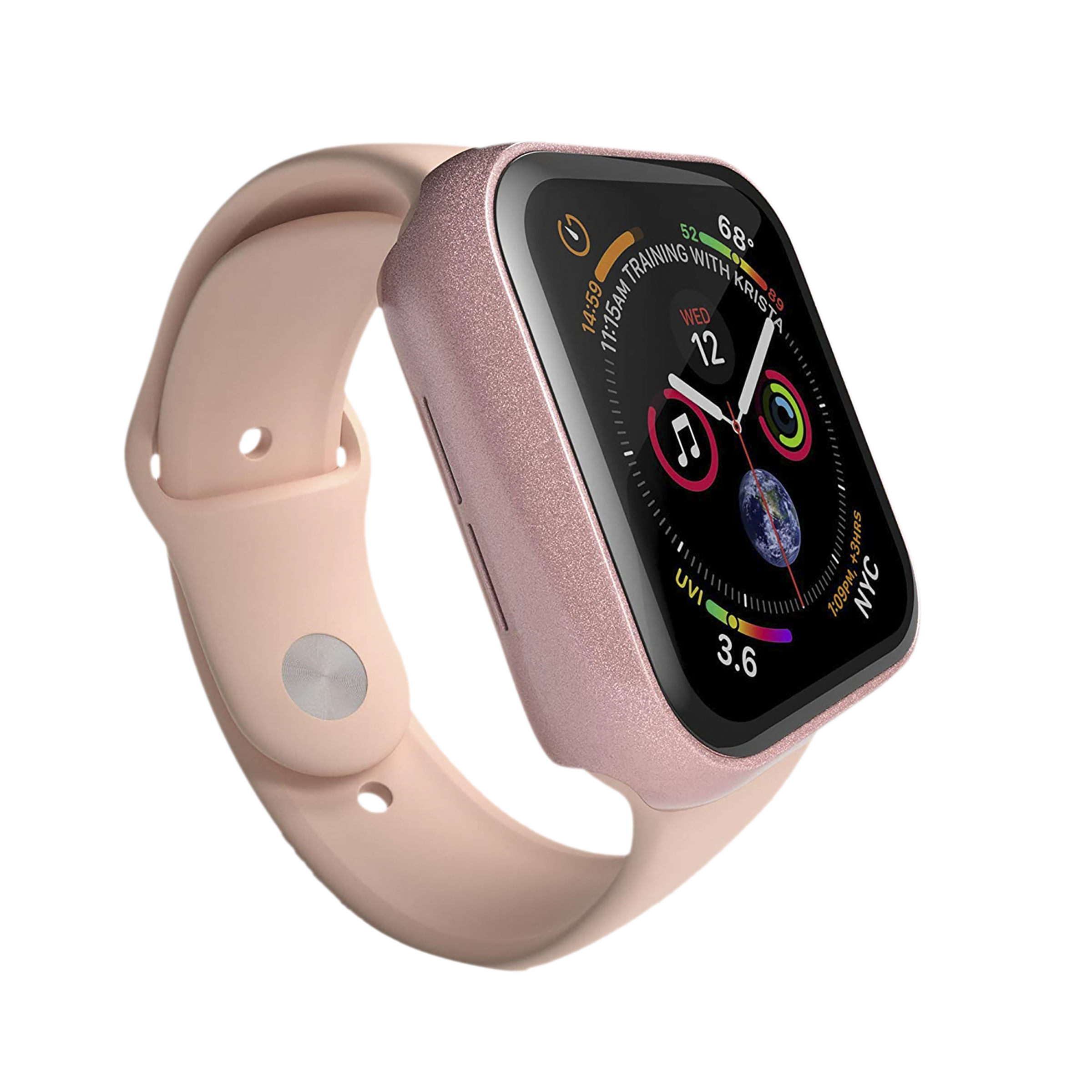 HYPHEN DEFENDR TPU & Tempered Glass Bumper Case for Apple Watch Series SE, 4, 5 & 6 (44mm) (360 Degree Protection, Rose Gold)_13