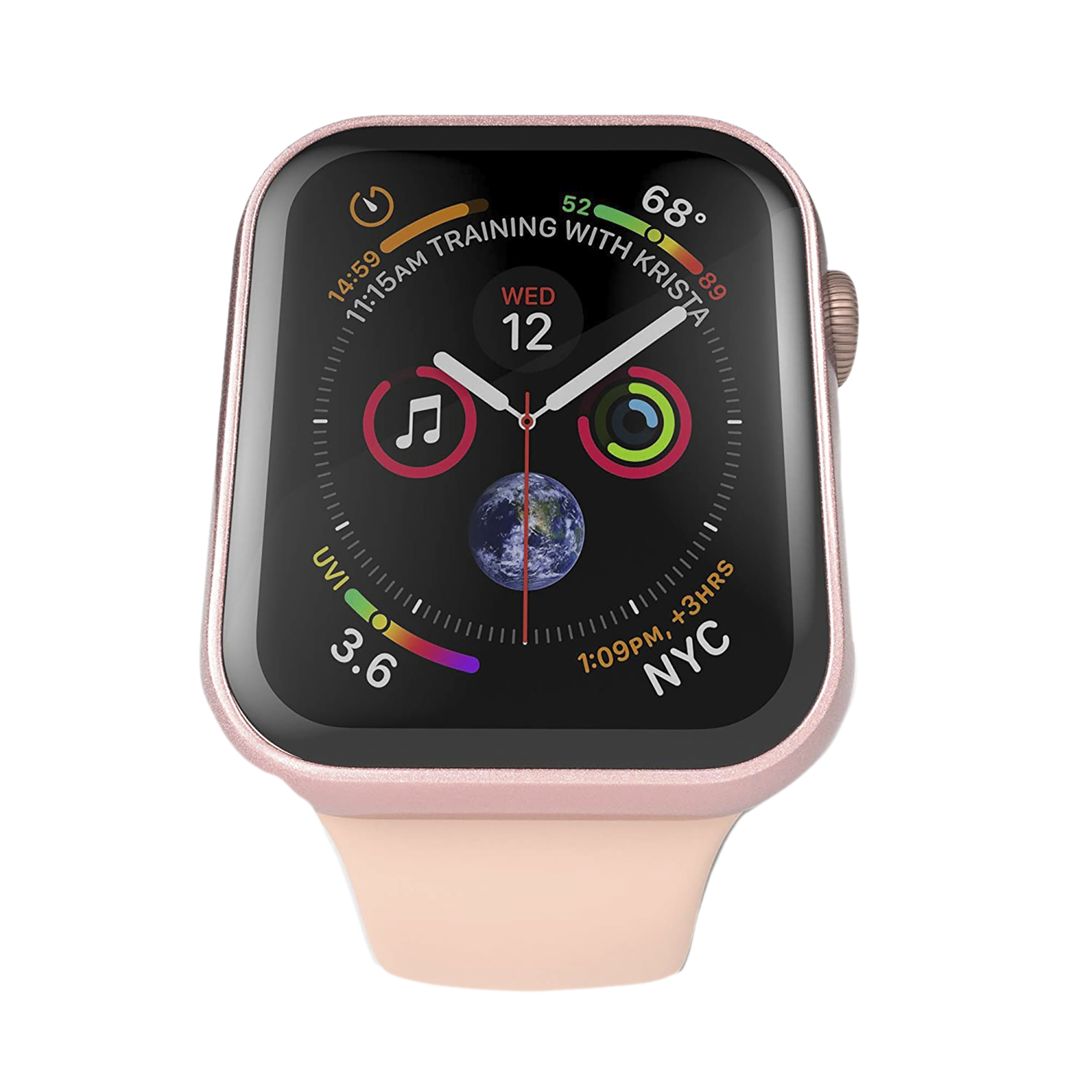 HYPHEN DEFENDR TPU & Tempered Glass Bumper Case for Apple Watch Series SE, 4, 5 & 6 (44mm) (360 Degree Protection, Rose Gold)_4