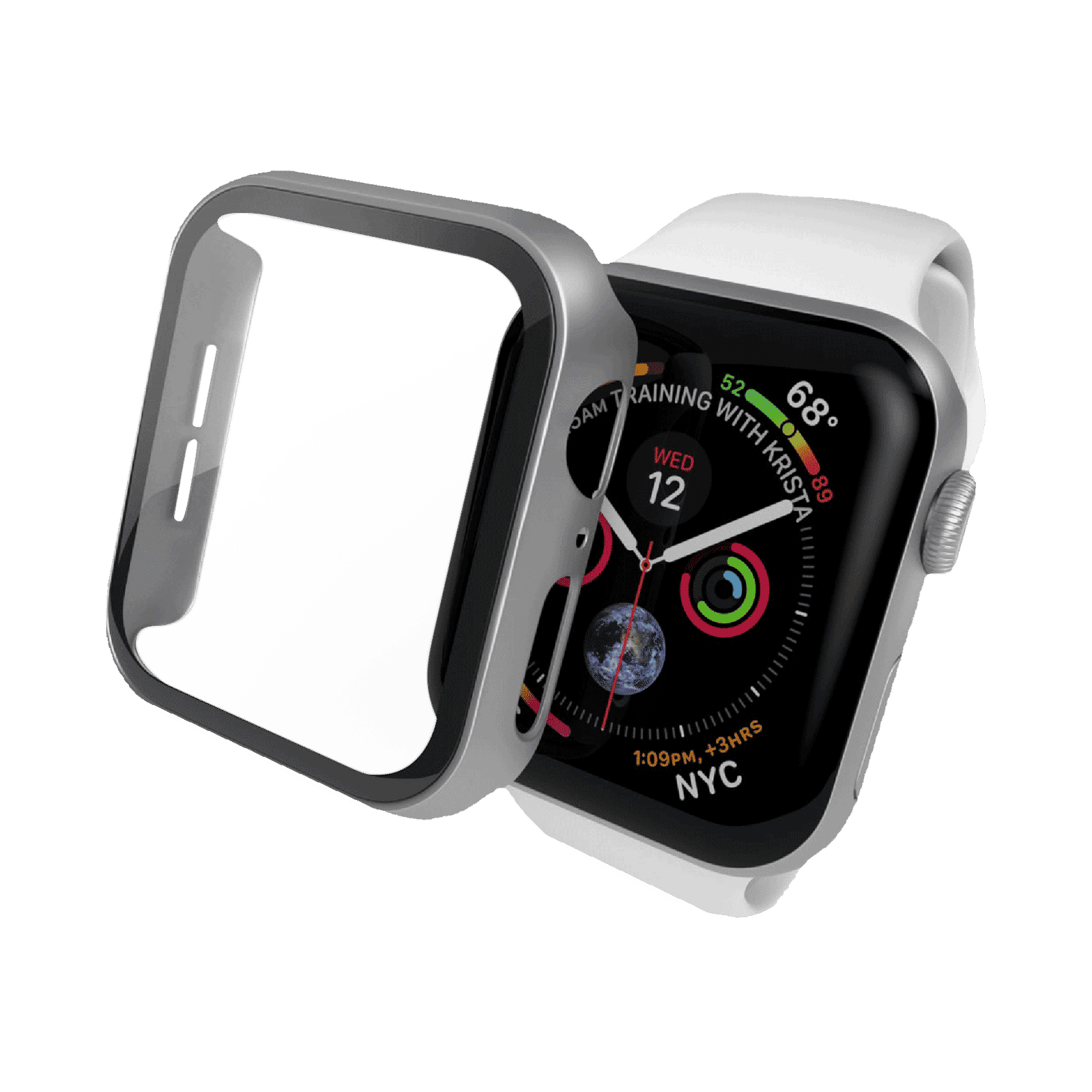 Hyphen DEFENDR TPU Bumper Case for Apple Watch Series SE, 4, 5 & 6 (40mm) (Touch Sensitive Tempered Glass, Silver) Hyphen DEFENDR TPU Bumper Case for Apple Watch Series SE, 4, 5 & 6 (40mm) (Touch Sensitive Tempered Glass, Silver)_1