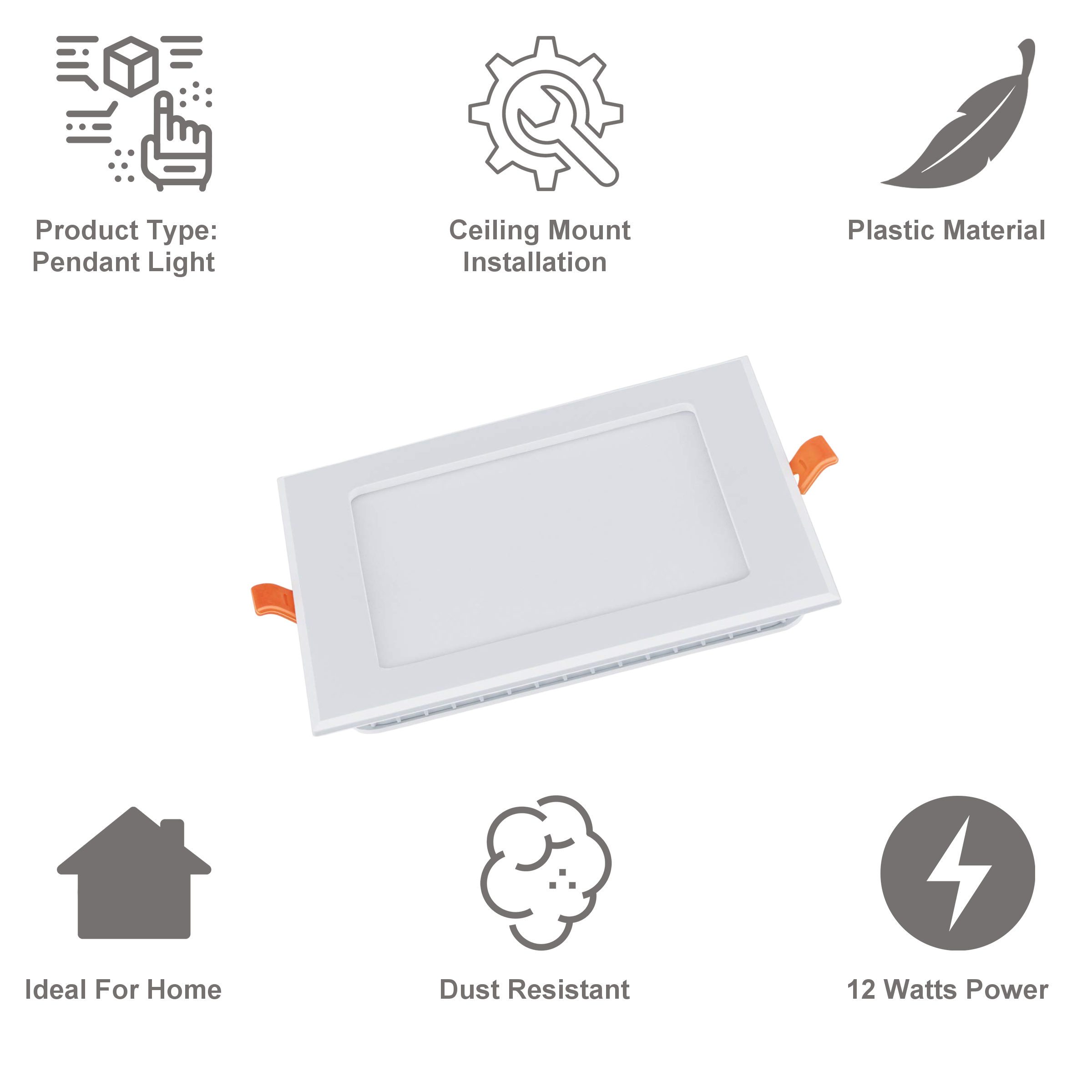 BAJAJ Ivora LED Panel CDL Square 12 Watts Electric Powered Pendant Light (900 Lumens, 830279, White)_3