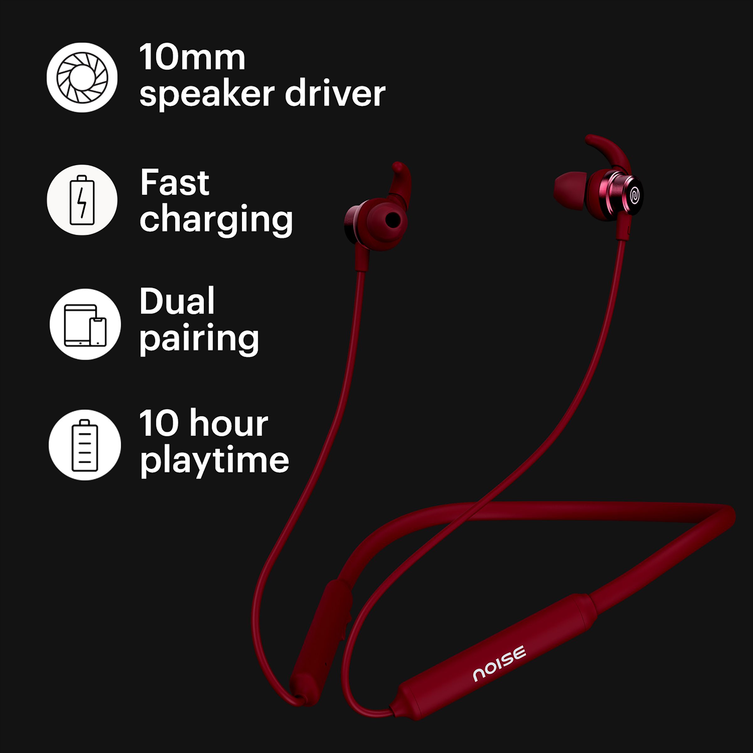 noise Tune Active Plus In-Ear Wireless Earphone with Mic (Bluetooth 5.0, IPX5 Water Resistant, Purple)_11