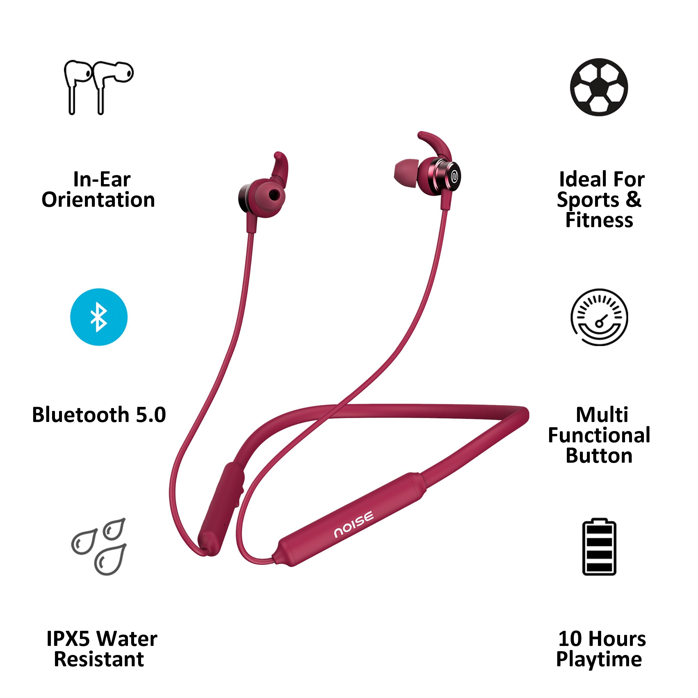 noise Tune Active Plus In-Ear Wireless Earphone with Mic (Bluetooth 5.0, IPX5 Water Resistant, Purple)_4