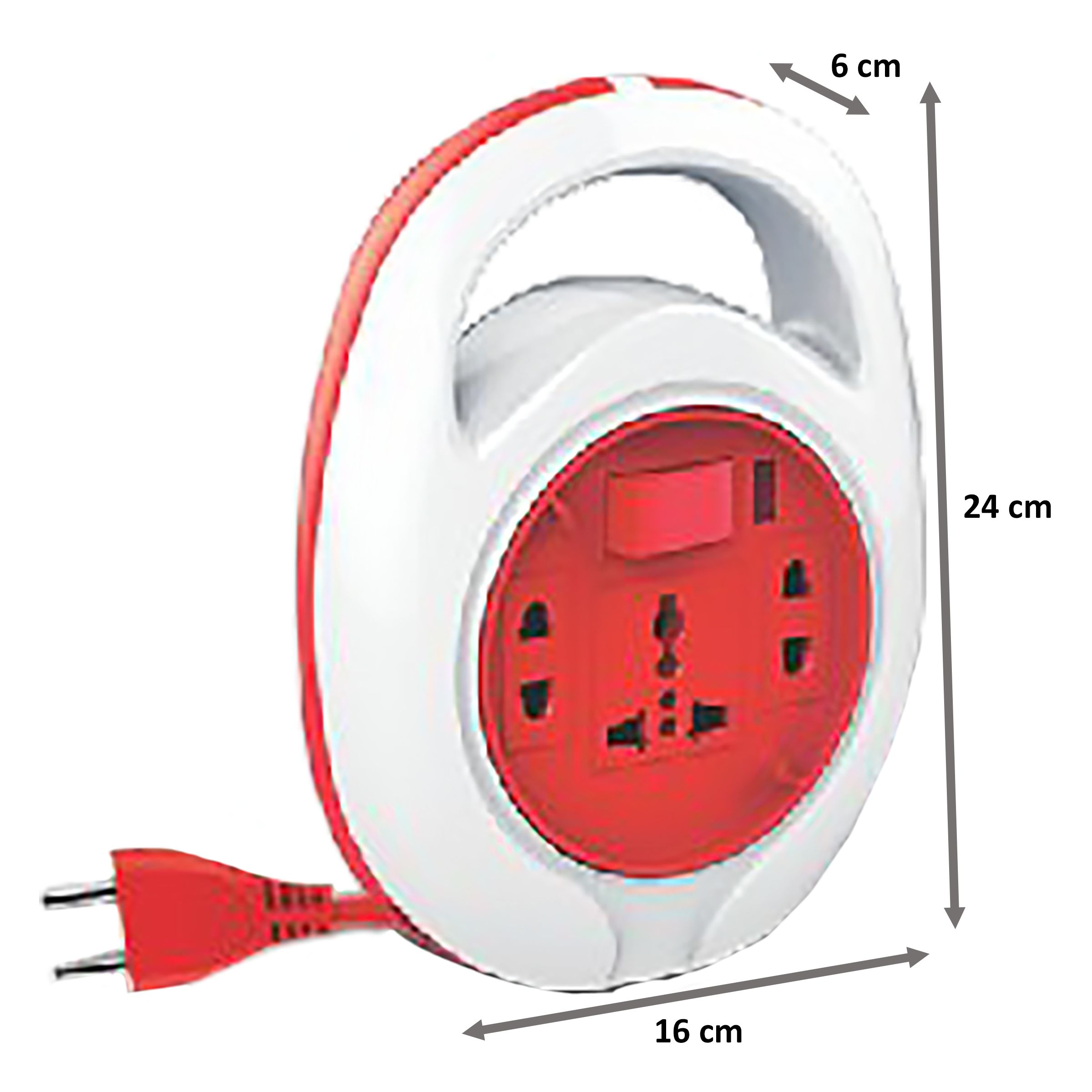 Goldmedal Curve Quord 10 Amp 3 Sockets Extension Board 5 Meters (Minimalistic Elegance, 205118, White/Red)_2