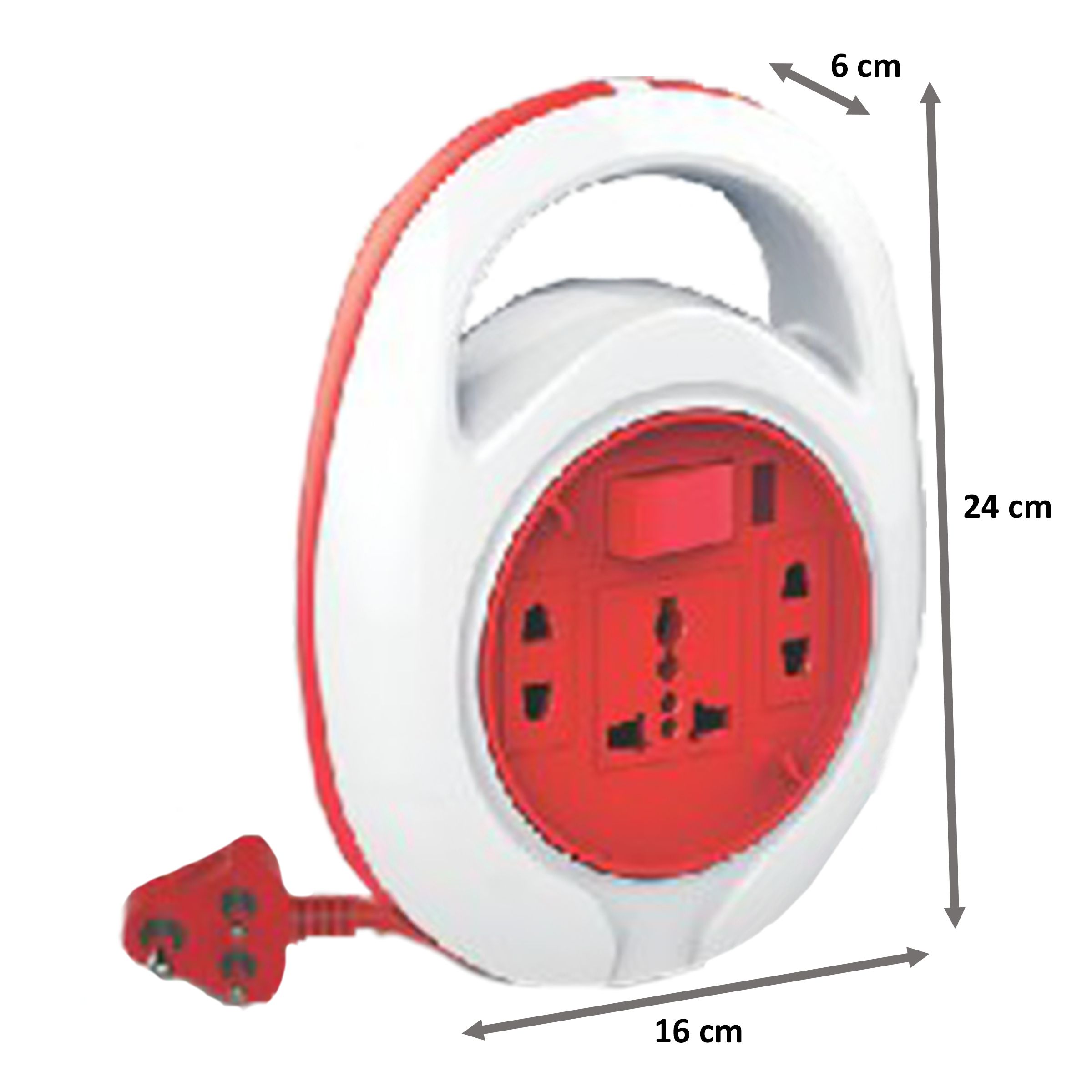 Goldmedal Curve Quord 10 Amp 3 Sockets Extension Board 4 Meters (Minimalistic Elegance, 205119, White/Red)_2