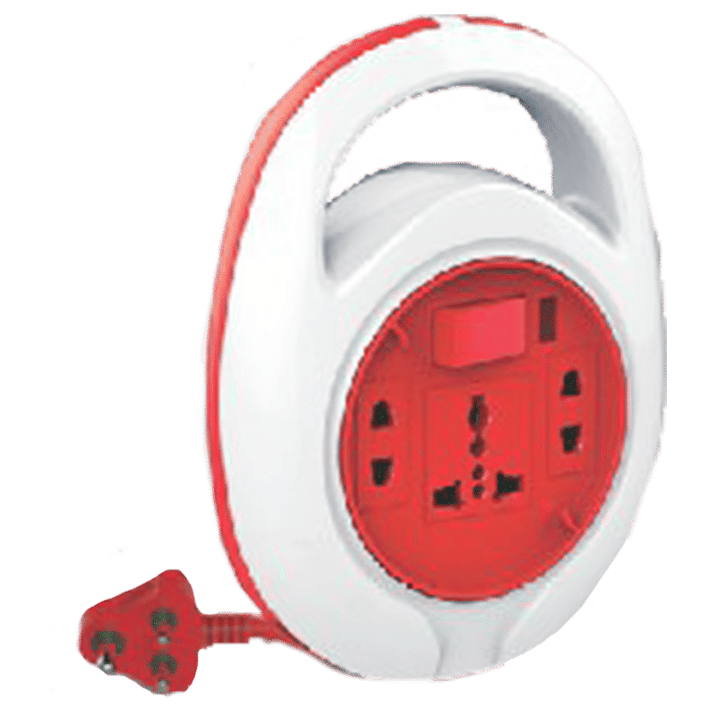 Goldmedal Curve Quord 10 Amp 3 Sockets Extension Board 4 Meters (Minimalistic Elegance, 205119, White/Red)_1