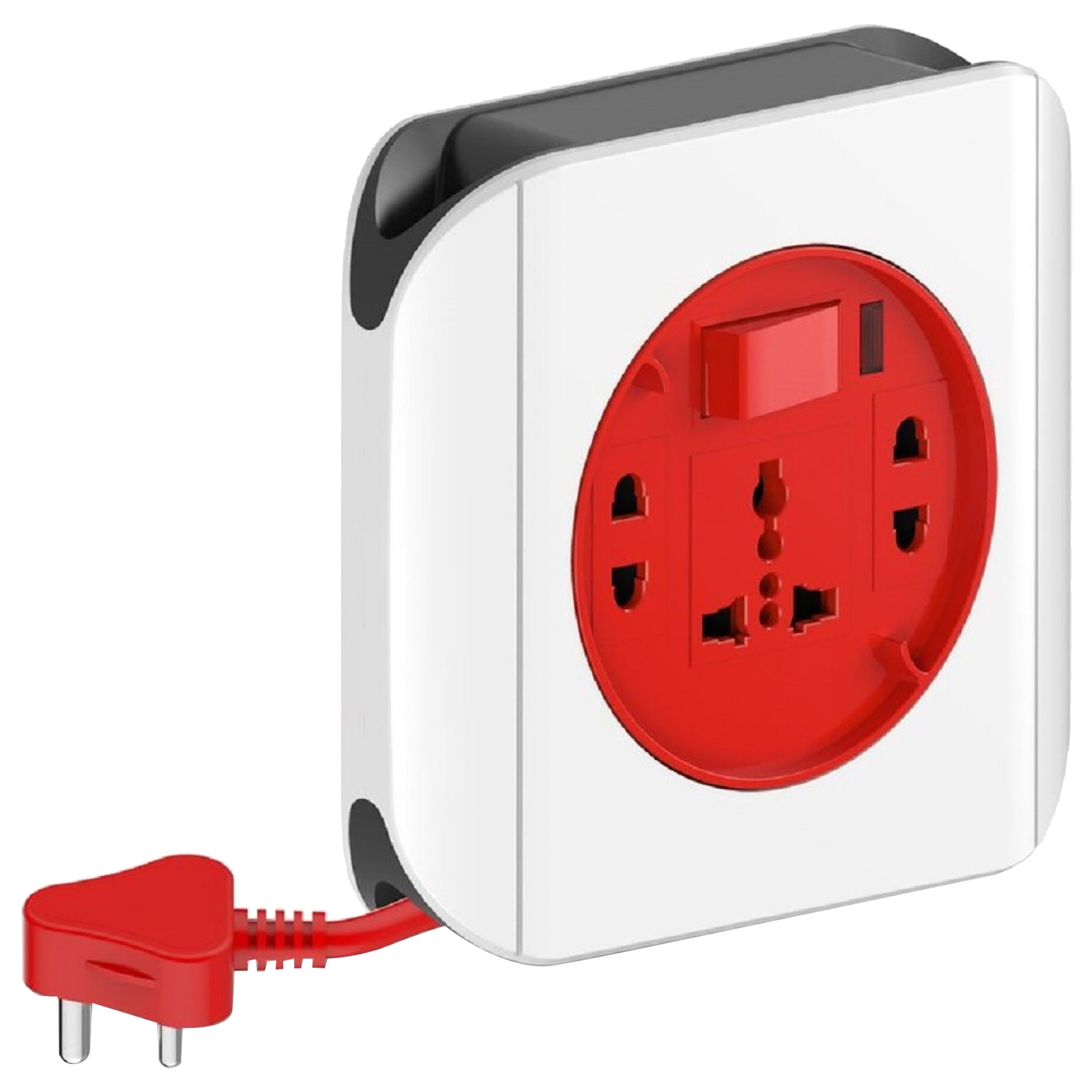 Goldmedal Dazzle 6 Amps 3 Sockets Extension Board (4 Meters, High Grade Fire Retardant Plastic, 205121, White & Red)_1