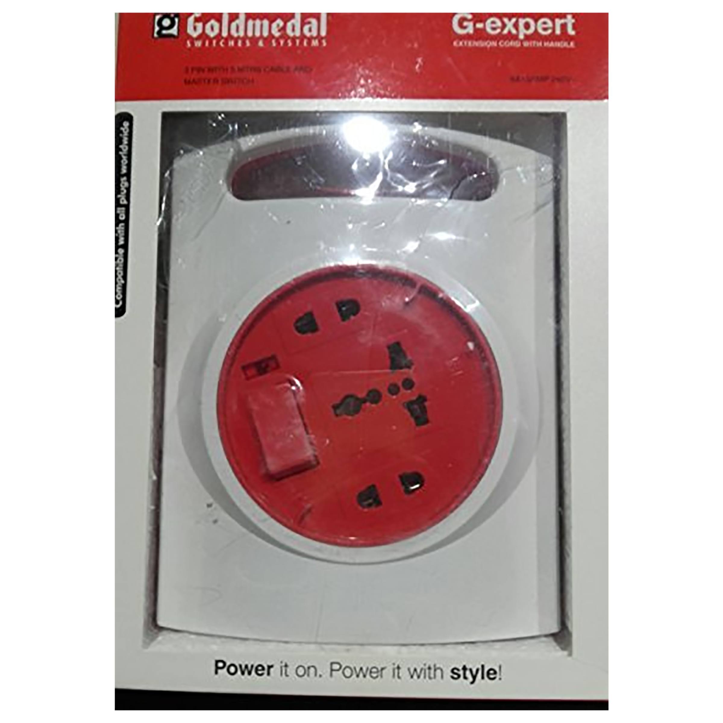 Goldmedal G-Expert 10 Amp 3 Sockets Extension Board  (5 Meters, Indicator & International Socket, 205126, White/Red)_4