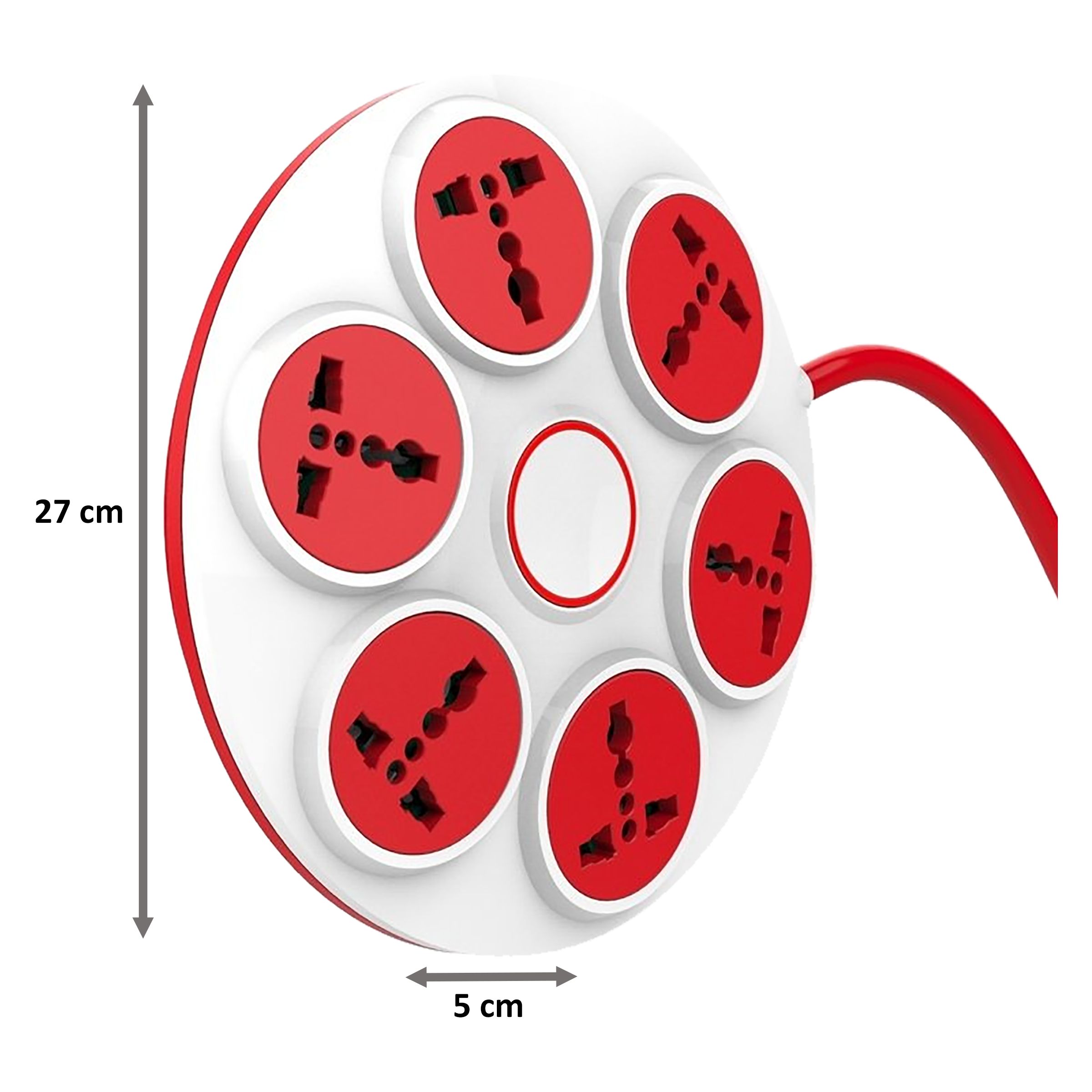 Goldmedal Curve 6 Amp 6 Sockets Extension Board 2 Meters (Master Switch, 205100, White/Red)_2