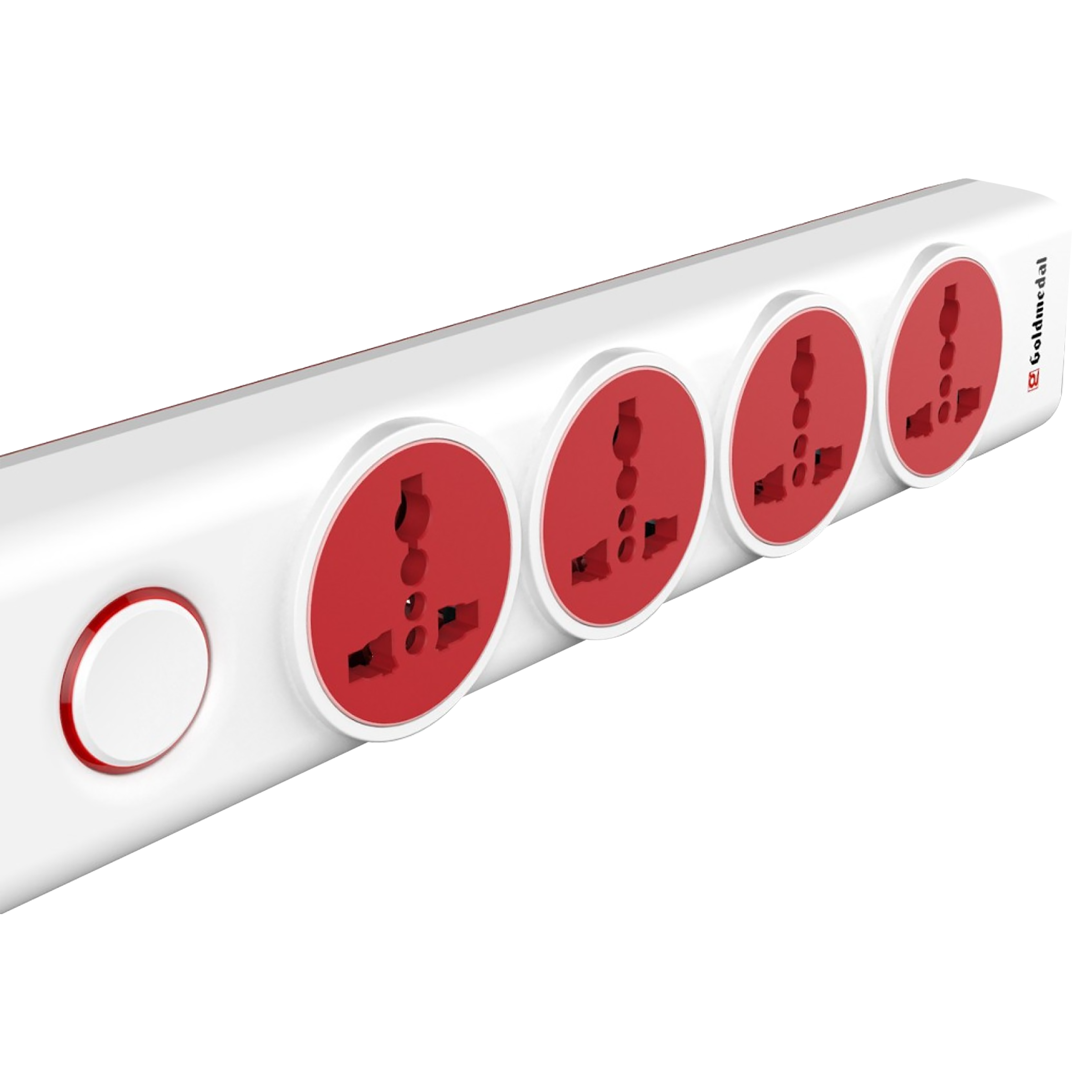 Goldmedal I-Design 6 Amp 4 Sockets Extension Board ( 2 Meters, Special Nylon Velcro Cable, 205102, White/Red)_3