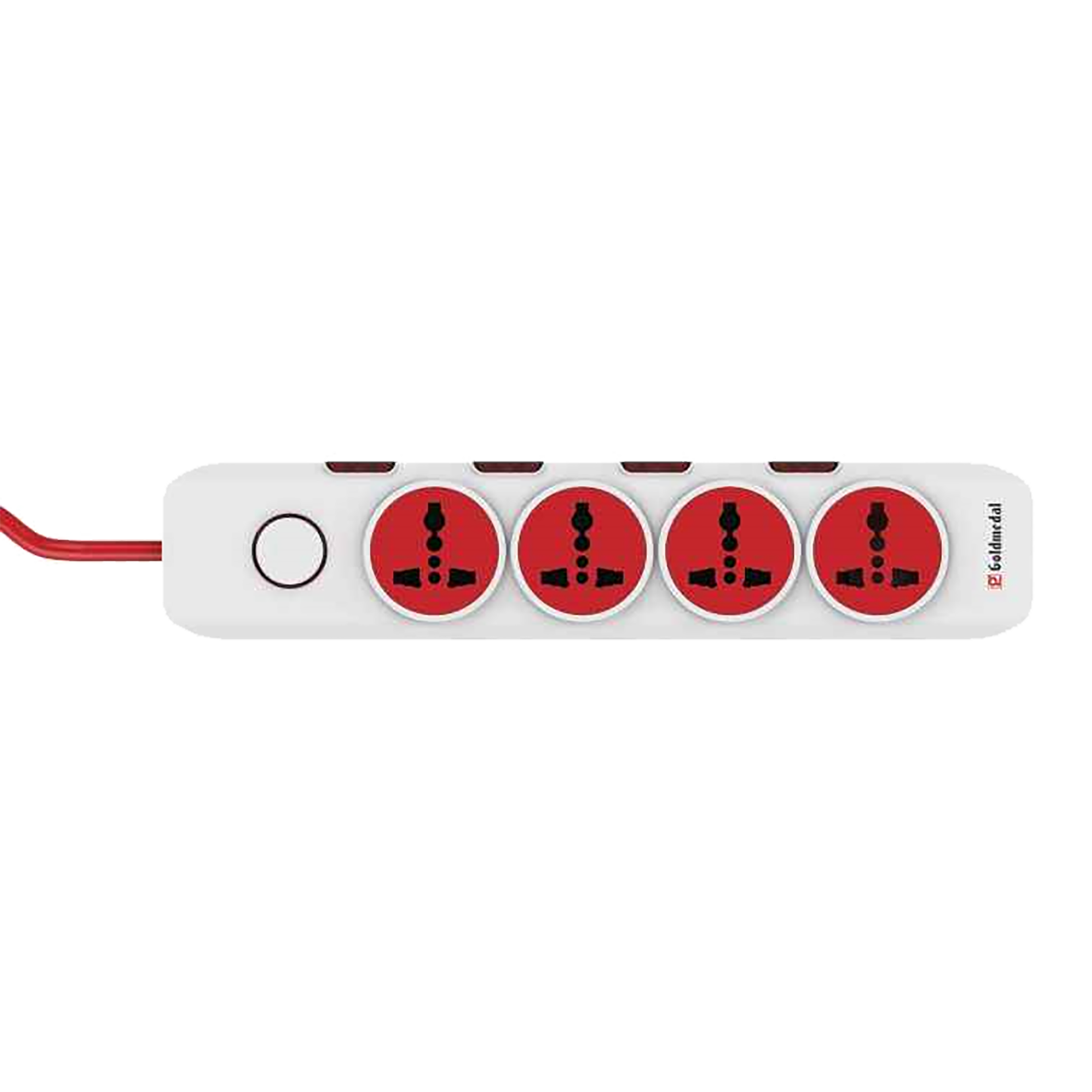 Goldmedal I-Design 6 Amp 4 Sockets Extension Board (2 Meters, Master Switch, 205103, White/Red)_1