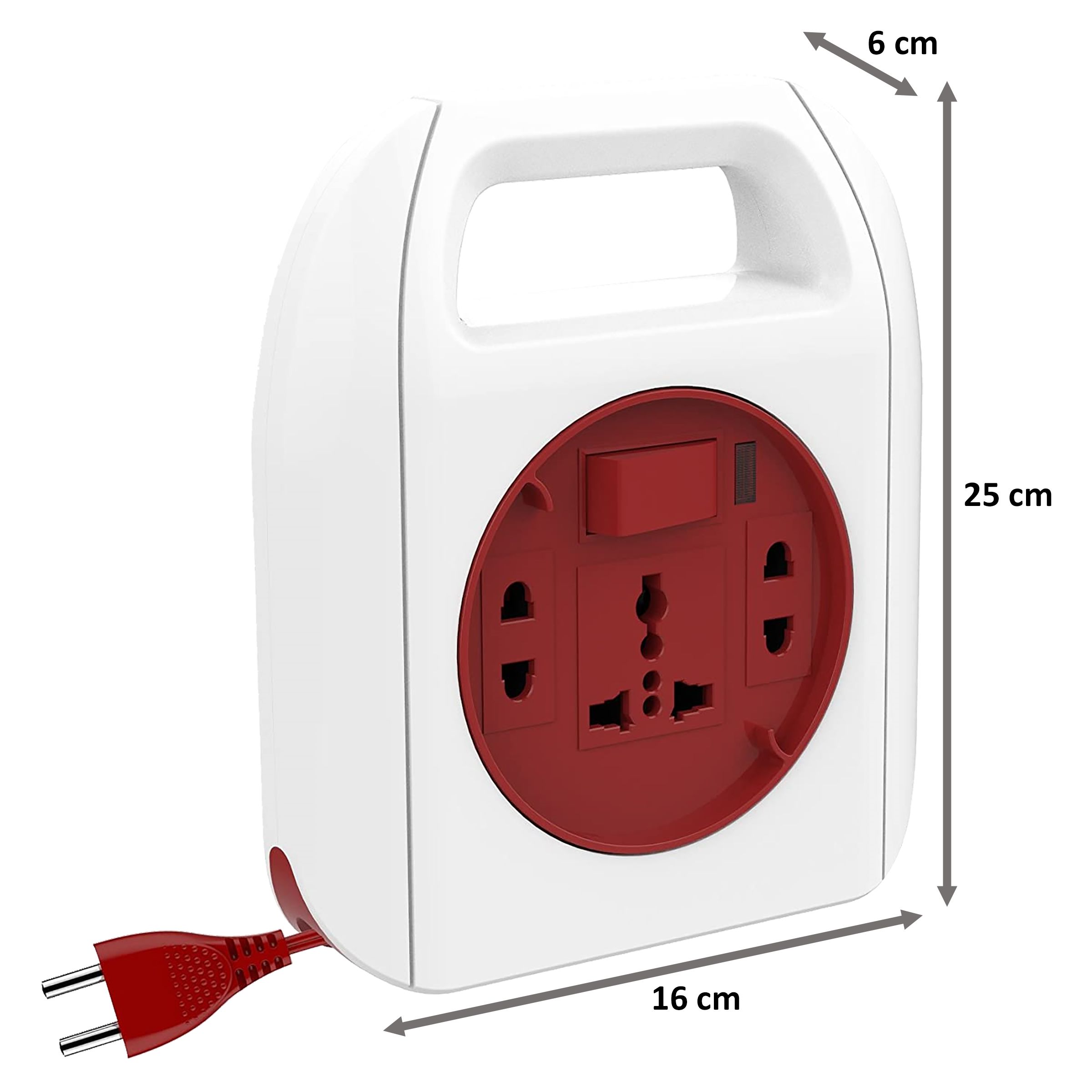 Goldmedal Sliq 6 Amps 3 Sockets Extension Board (5 Meters, LED Indicator, 205116, White & Red_2