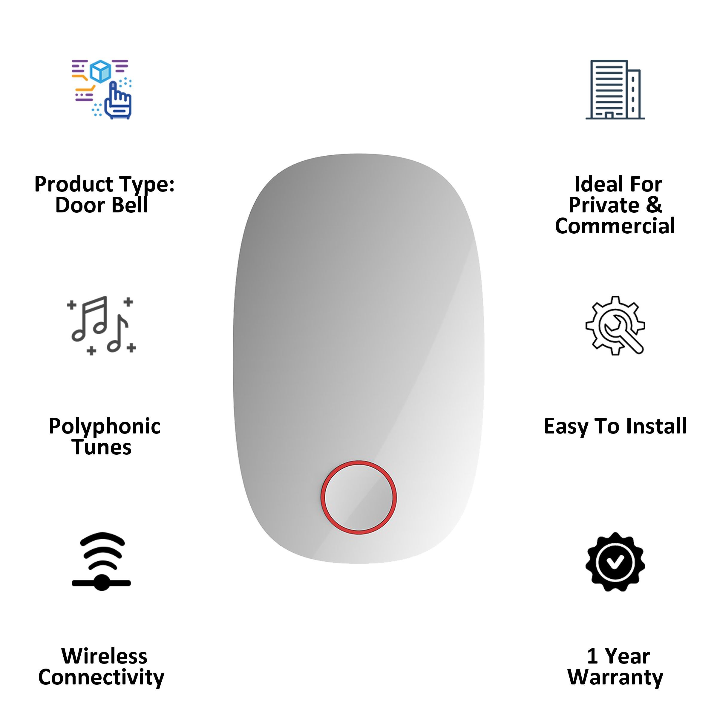 Goldmedal Salsa Door Bell (Polyphonic Tunes, 204083, White/Red) Goldmedal Salsa Door Bell (Polyphonic Tunes, 204083, White/Red)_4