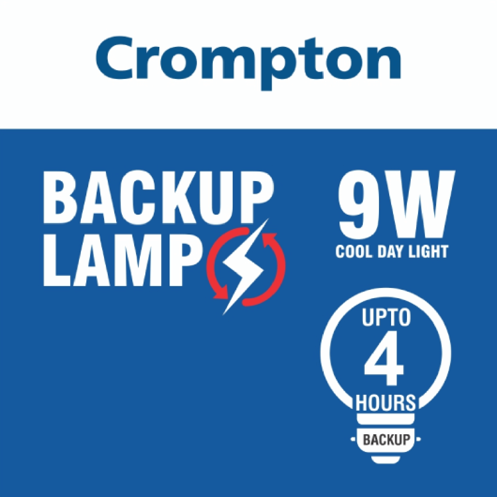 Crompton Back-up 9 Watts Electric Powered  (810 Lumens, LED9WDFINV4CDL, White)_4