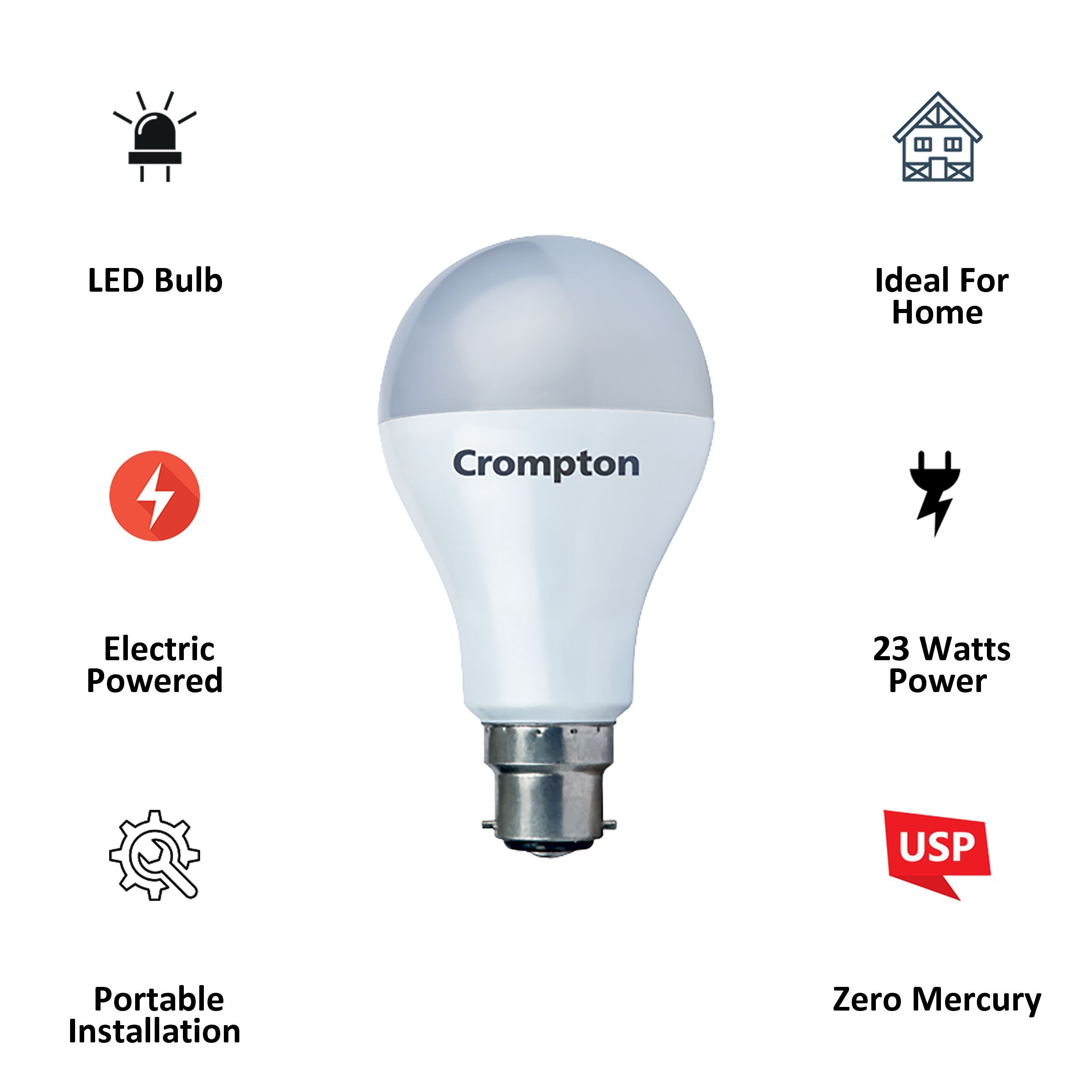 Crompton 23 Watts Electric Powered  (2300 - 2070 Lumens, LED23DFCDL3STAR, White)_2