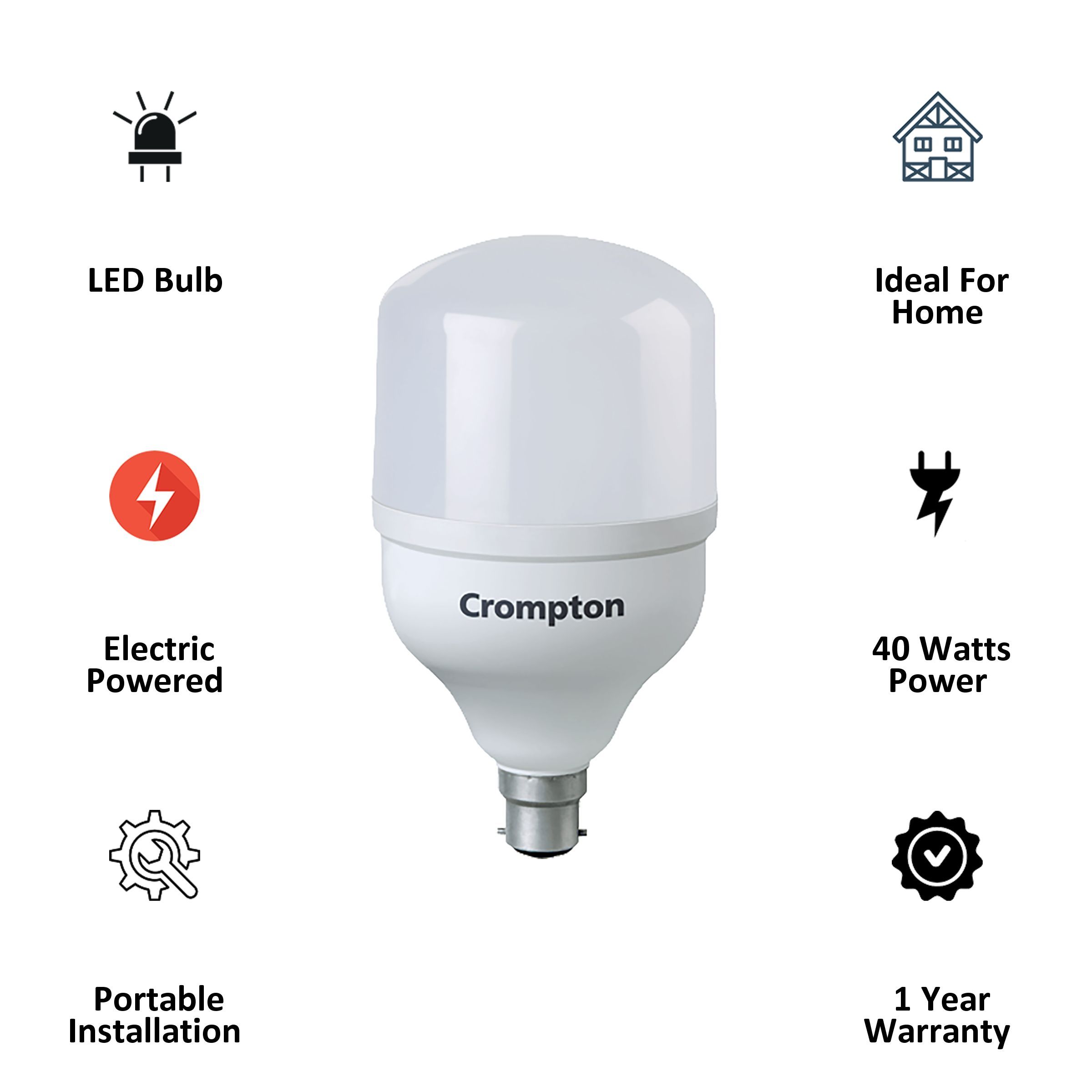 Crompton 40 Watts Electric Powered  (4000 Lumens, LED40WDFCDL, White)_3
