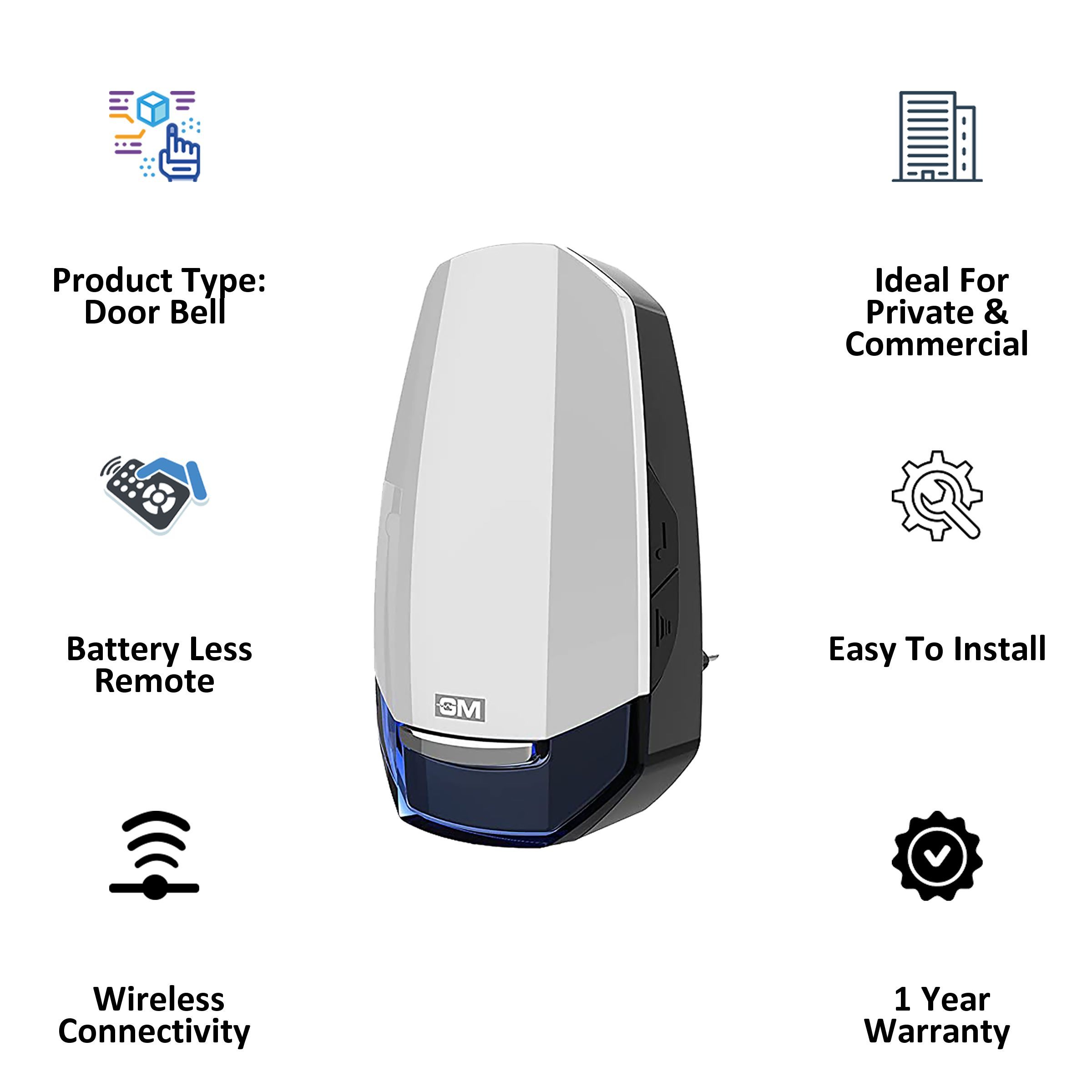 GM Modular ASB Gusto Door Bell (Wireless, 4094, White/Blue) GM Modular ASB Gusto Door Bell (Wireless, 4094, White/Blue)_3