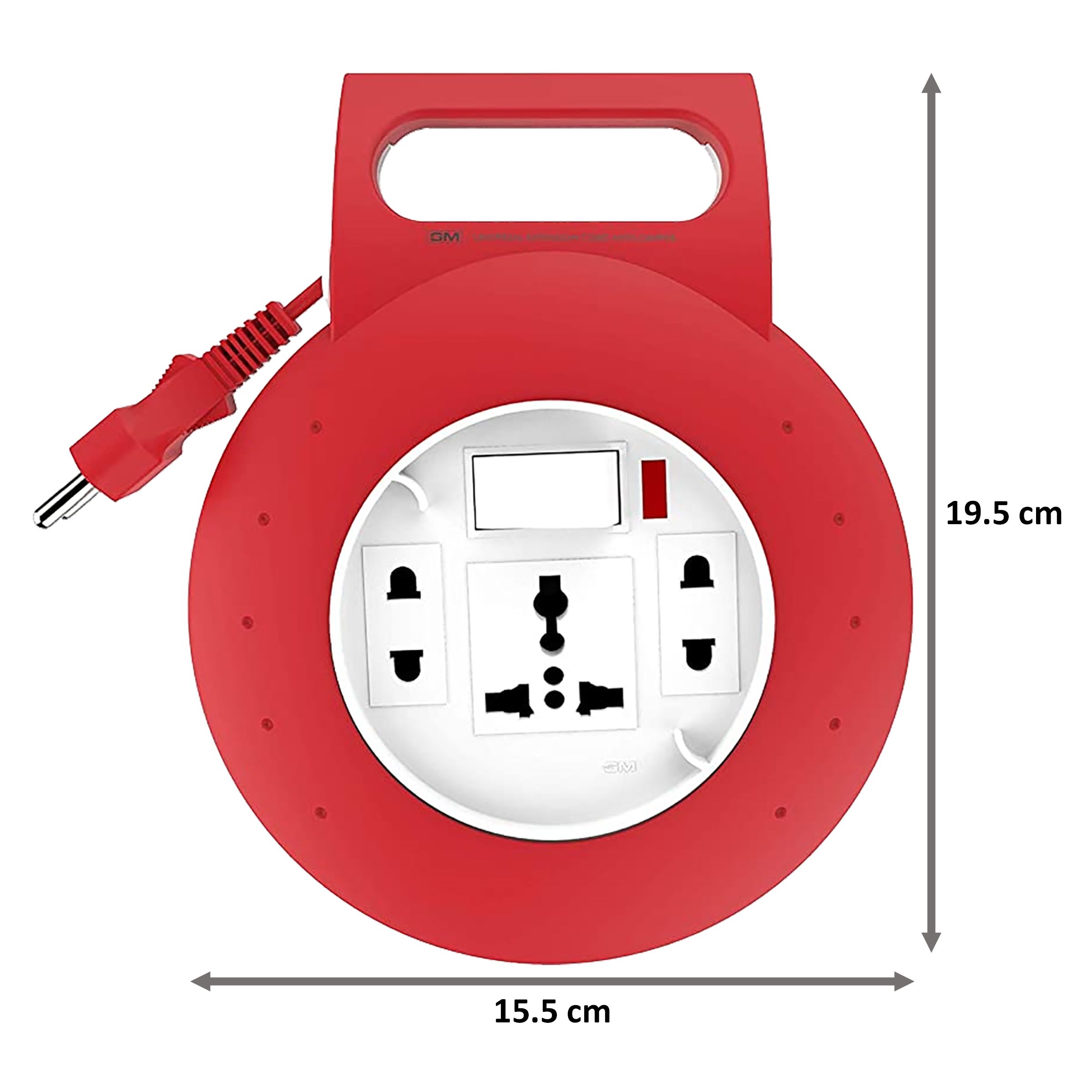 GM Jewel 6 Amp 3 Sockets Extension Board 5 Meters (Ultra Smooth Rotation, GM 3043, Red)_2