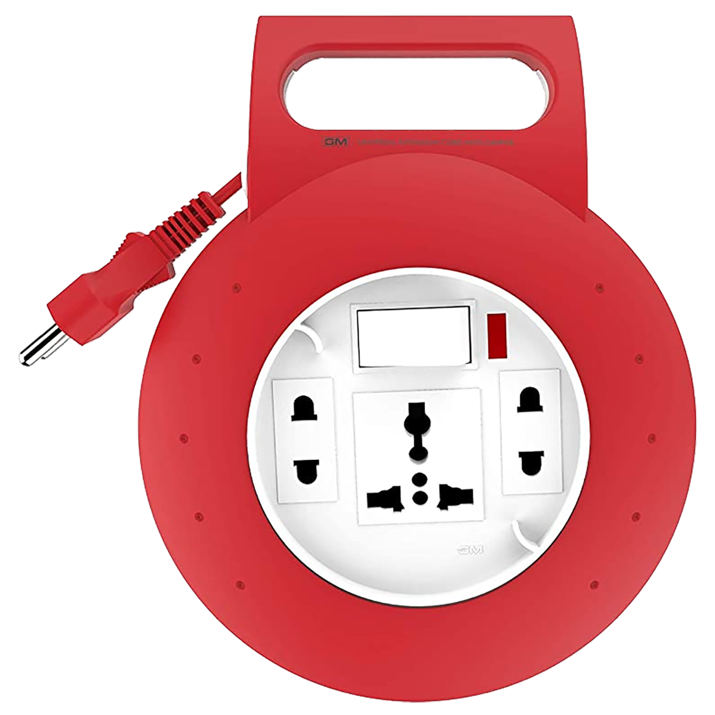 GM Jewel 6 Amp 3 Sockets Extension Board 5 Meters (Ultra Smooth Rotation, GM 3043, Red)_1