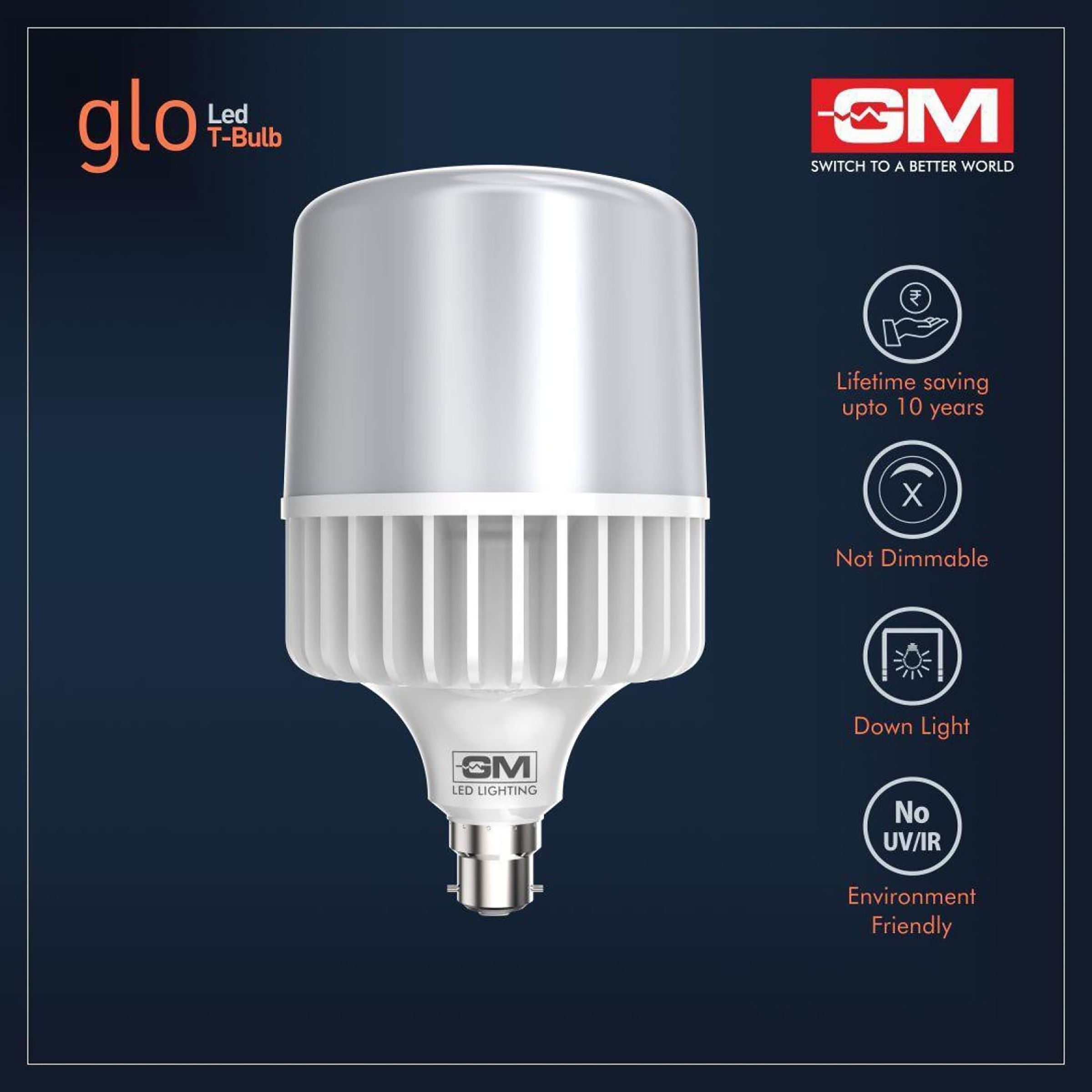 GM GLO 40 Watts Electric Powered LED Bulb (4000 Lumens, GBT-40-6.5K, White)_3