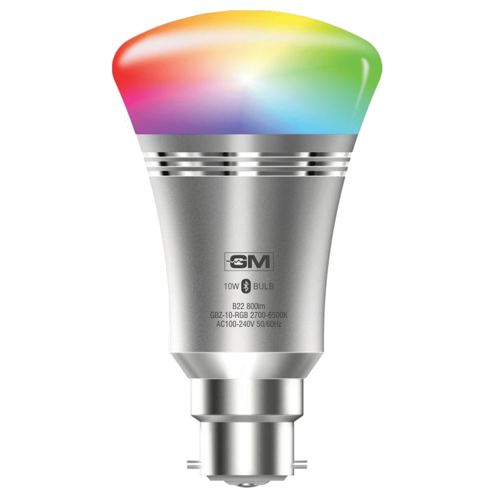 GM Glitz Air 10 Watts LED Smart Bulb (Color Changing App Controlled Bluetooth, GBZ-10-RGBWW-NA, Multicolor/Silver)_1