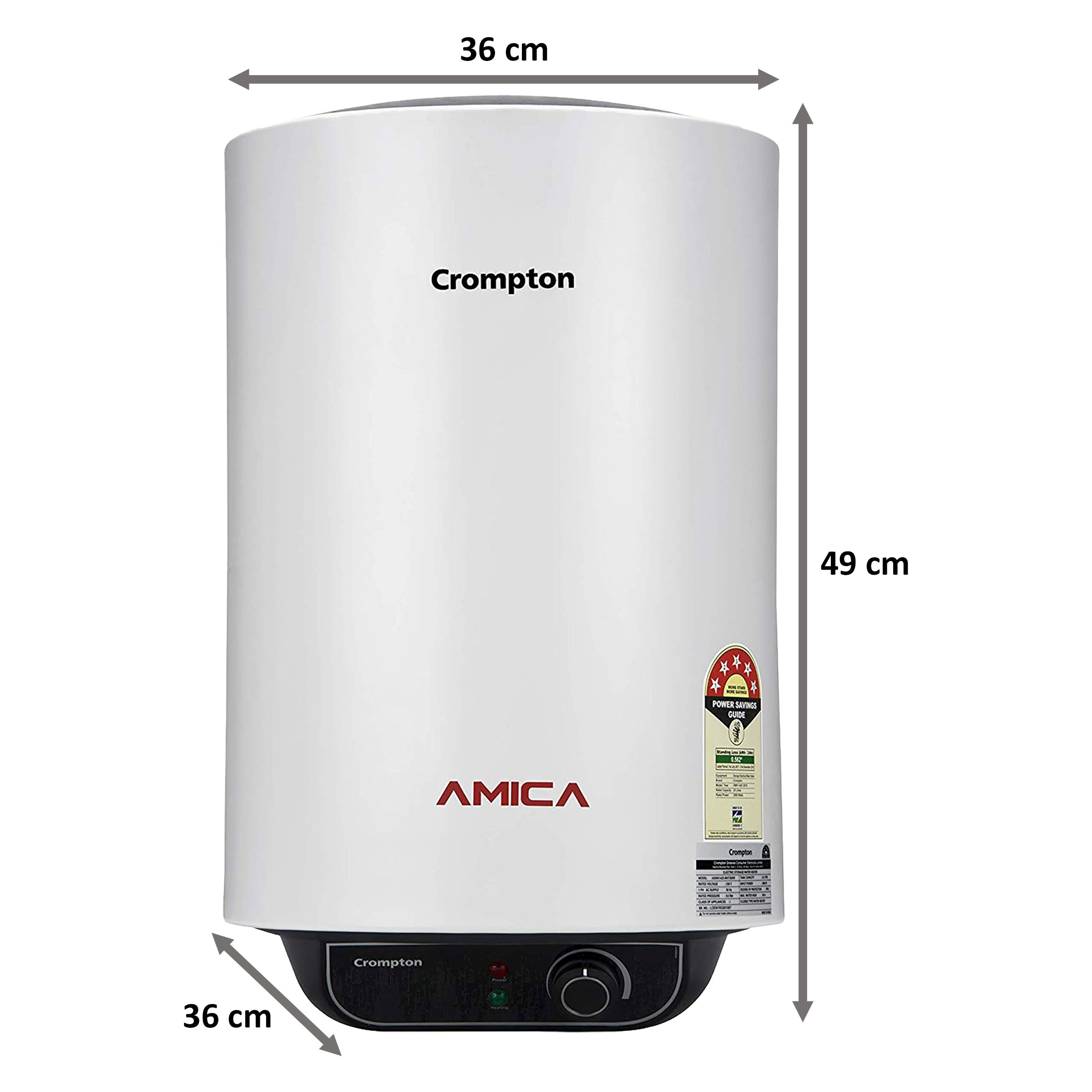 Crompton Amica 15 Litres 5 Star Storage Water Geyser (2000 Watts, ASWH-2015, White) Crompton Amica 15 Litres 5 Star Storage Water Geyser (2000 Watts, ASWH-2015, White)_2