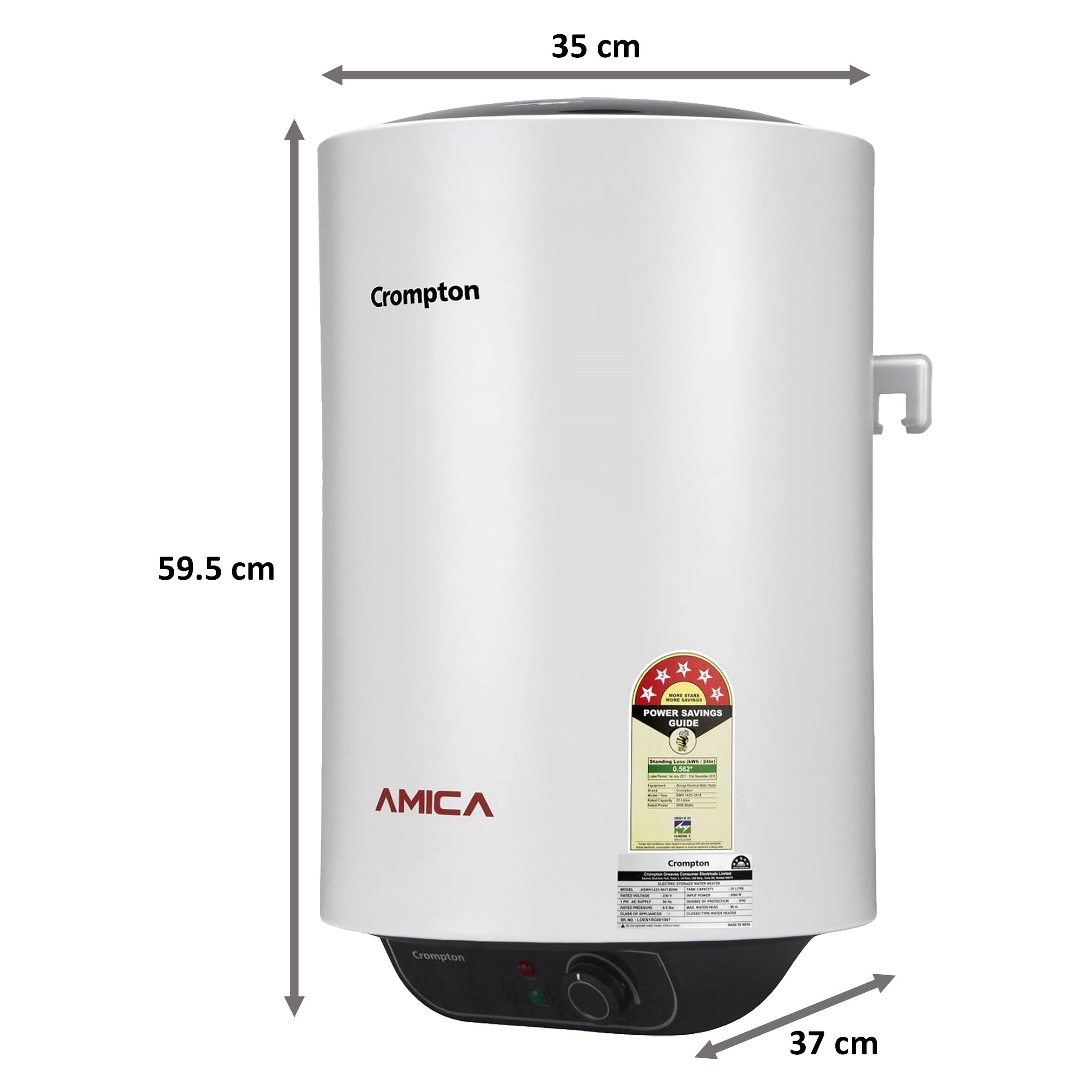 Crompton Amica 25 Litres 5 Star Storage Water Geyser (2000 Watts, ASWH-2025, White)_2