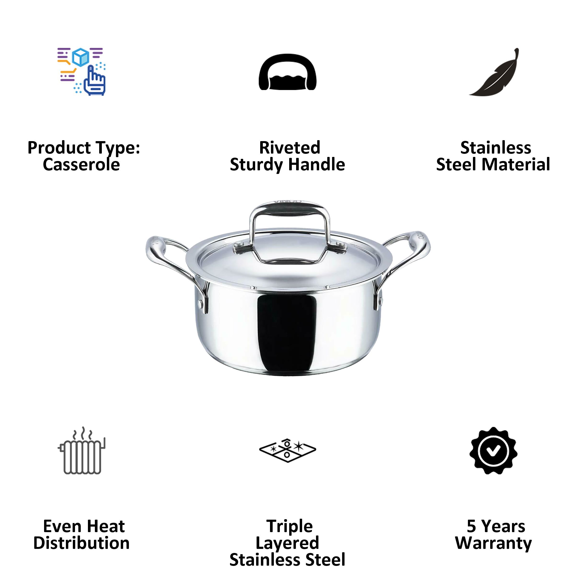 VINOD Casserole (18/8 Stainless Steel Inside, PSO24, Grey)_3