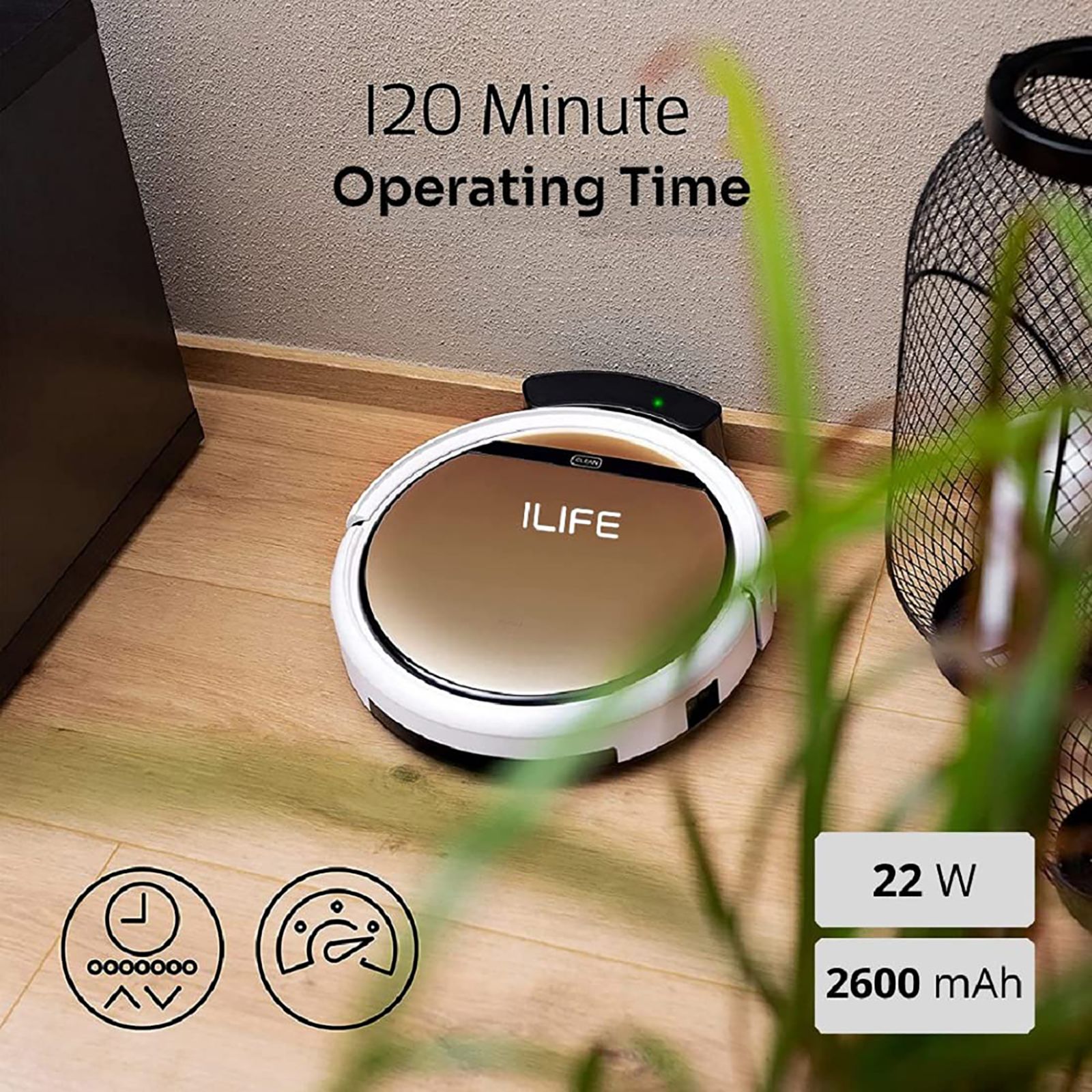 ILIFE V5x Robotic Vacuum Cleaner (0.3 Litres Tank, Gold)_5