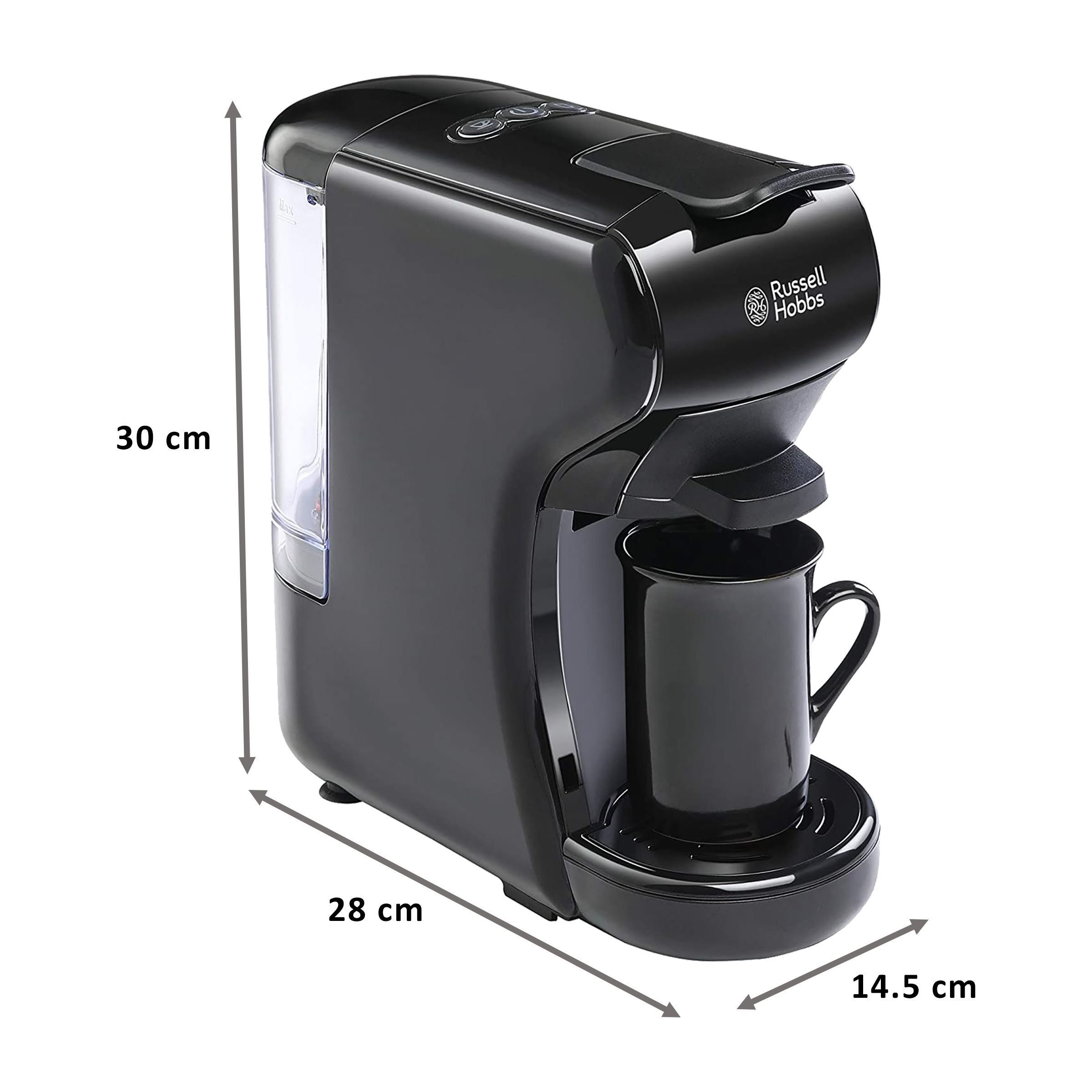 Russell Hobbs Automatic Coffee Maker (Makes Espresso, 15 Bar Pressure, 190713B, Black) Russell Hobbs Automatic Coffee Maker (Makes Espresso, 15 Bar Pressure, 190713B, Black)_2
