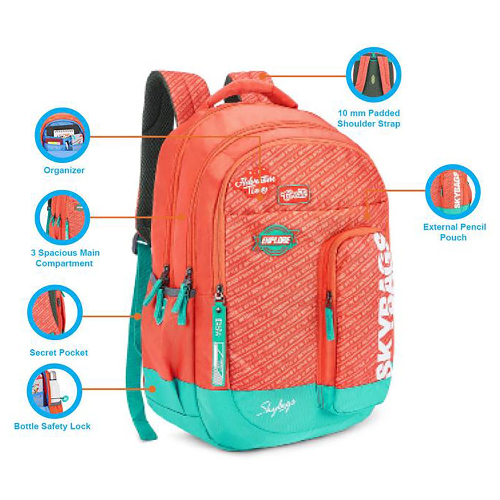 Sky Bags Astro Nxt 8 34 Litres Mini Gucci Backpack (Rain Cover, BPASN8PCOR, Coral)_6