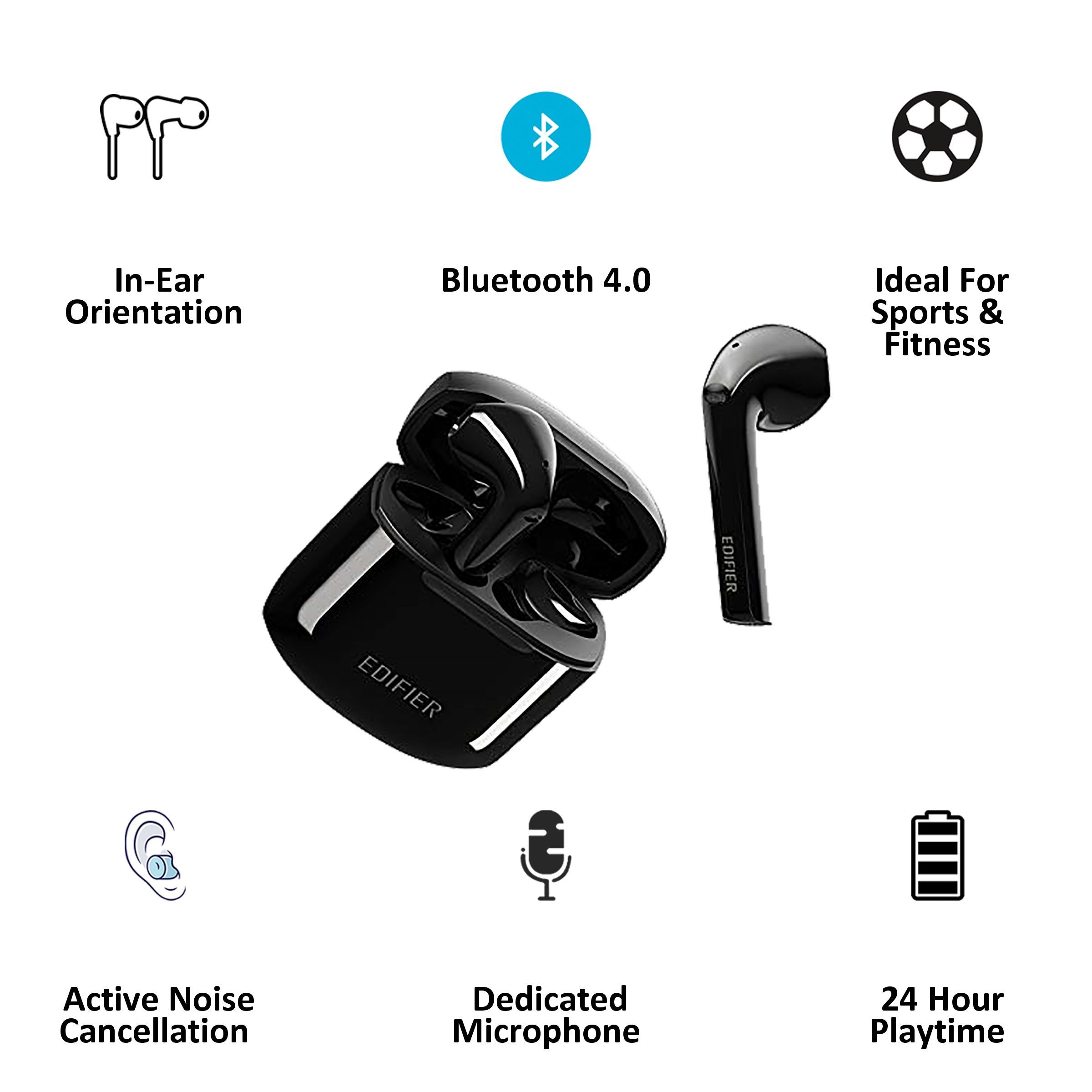 EDIFIER 200 TWS Earbuds with Environmental Noise Cancellation (IPX4 Water Resistant, Upto 18 Hours Playback, Black) EDIFIER 200 TWS Earbuds with Environmental Noise Cancellation (IPX4 Water Resistant, Upto 18 Hours Playback, Black)_4
