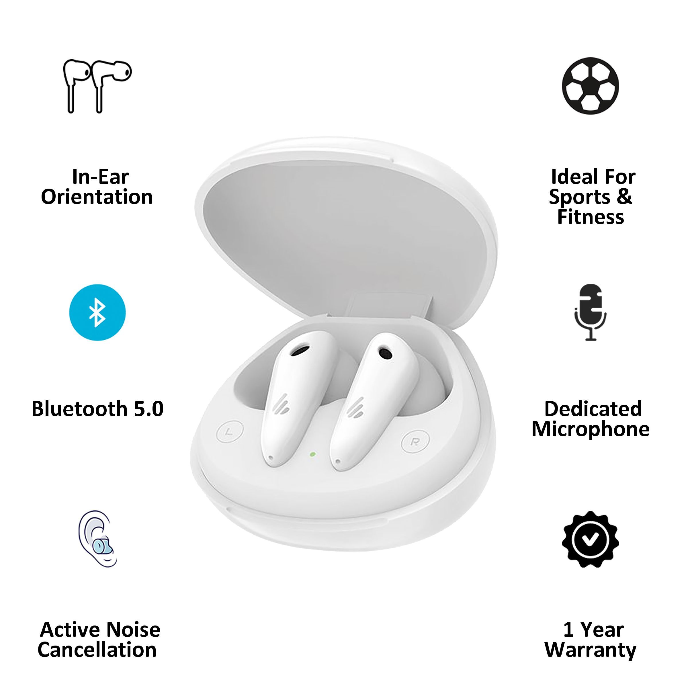 EDIFIER TWSNBQ Truly Wireless Earbuds With Active Noise Cancellation ( IP54 Dust and Water Proof, Up to 9 Hours Battery Life, White)_4