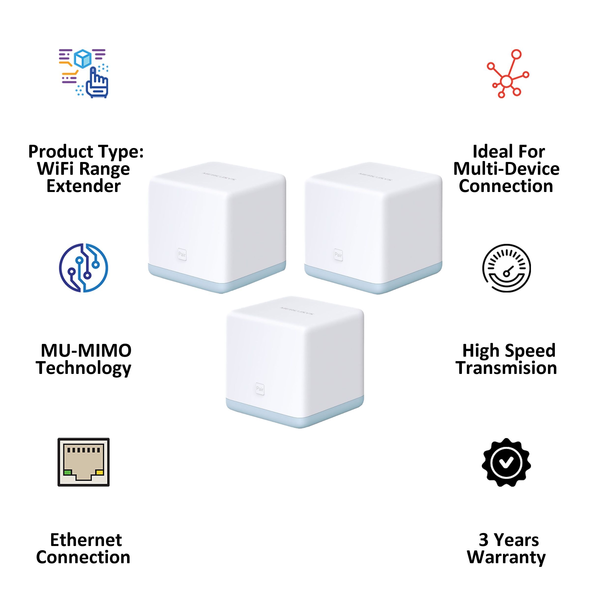 MERCUSYS Halo S12 Dual Band Wi-Fi 5 Mesh Router (2 Nodes, Advanced Mesh Technology, Ultra-High Performance, White) MERCUSYS Halo S12 Dual Band Wi-Fi 5 Mesh Router (2 Nodes, Advanced Mesh Technology, Ultra-High Performance, White)_4