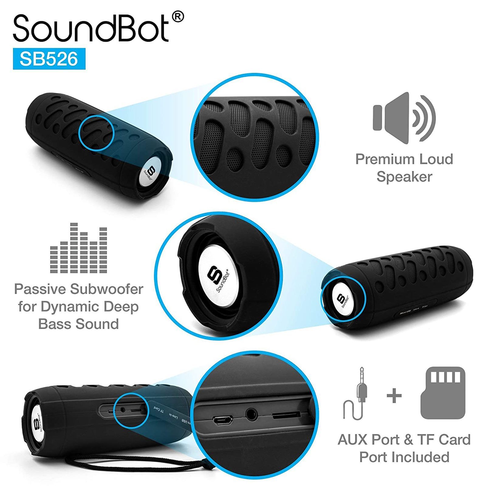 SoundBot SB526-BLK 8W Portable Bluetooth Speaker (Anti Shocking, 5.1 Channel, Black) SoundBot SB526-BLK 8W Portable Bluetooth Speaker (Anti Shocking, 5.1 Channel, Black)_5