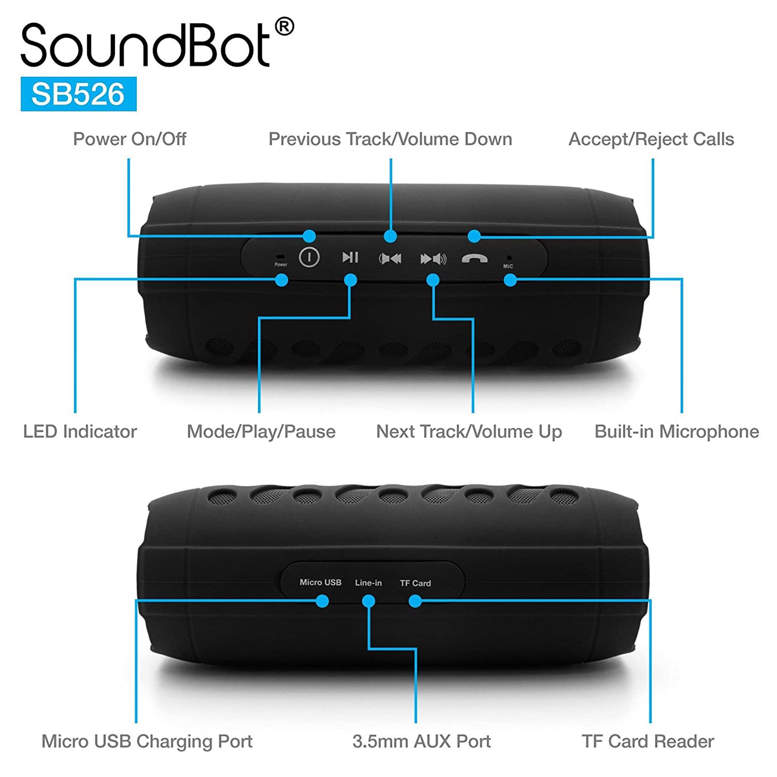 SoundBot SB526-BLK 8W Portable Bluetooth Speaker (Anti Shocking, 5.1 Channel, Black) SoundBot SB526-BLK 8W Portable Bluetooth Speaker (Anti Shocking, 5.1 Channel, Black)_6