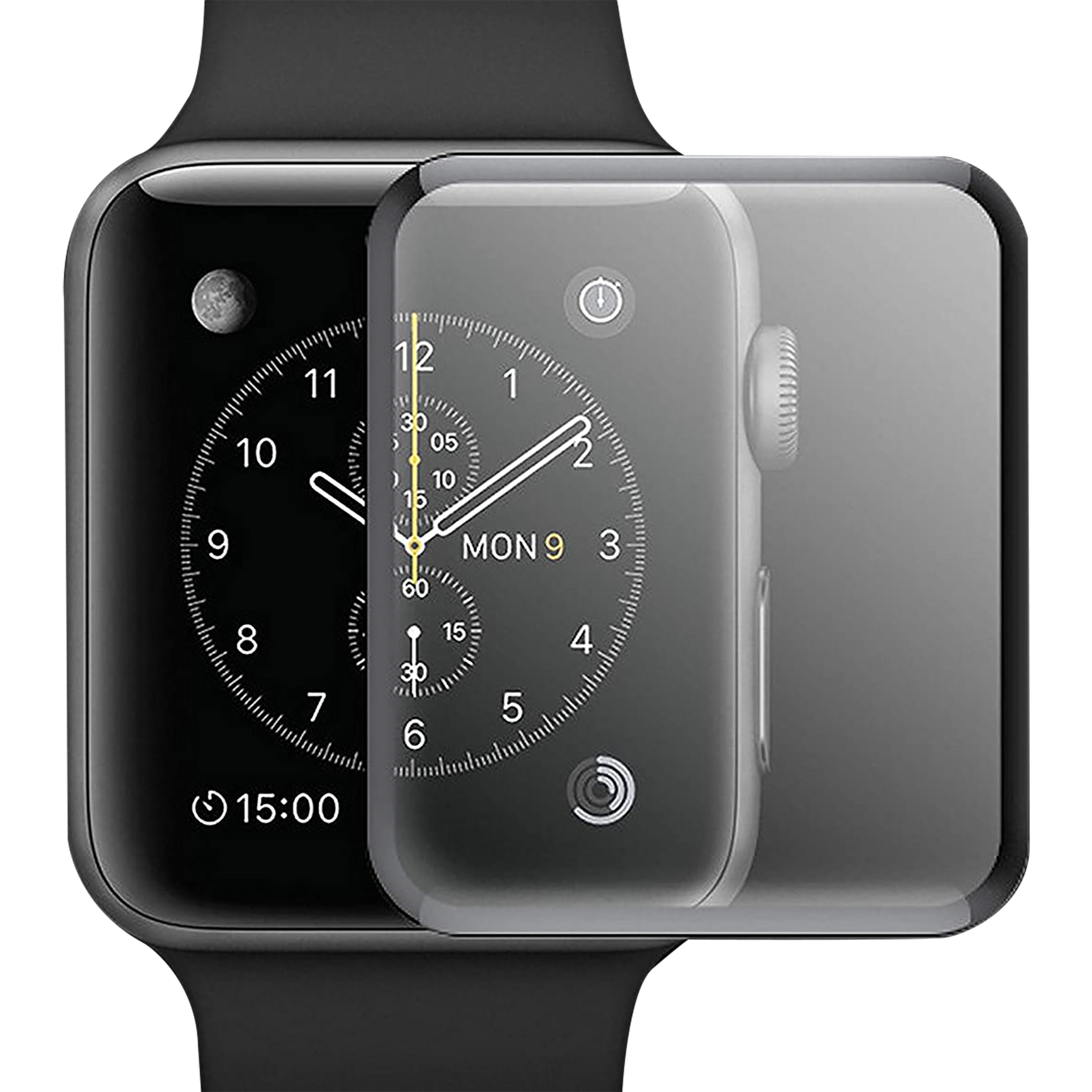 AT&T AWTG-42 Tempered Glass Screen Guard For Apple Watch Series 1/2/3 - 42mm (Dust And Fingerprint Resistant, Black)_3