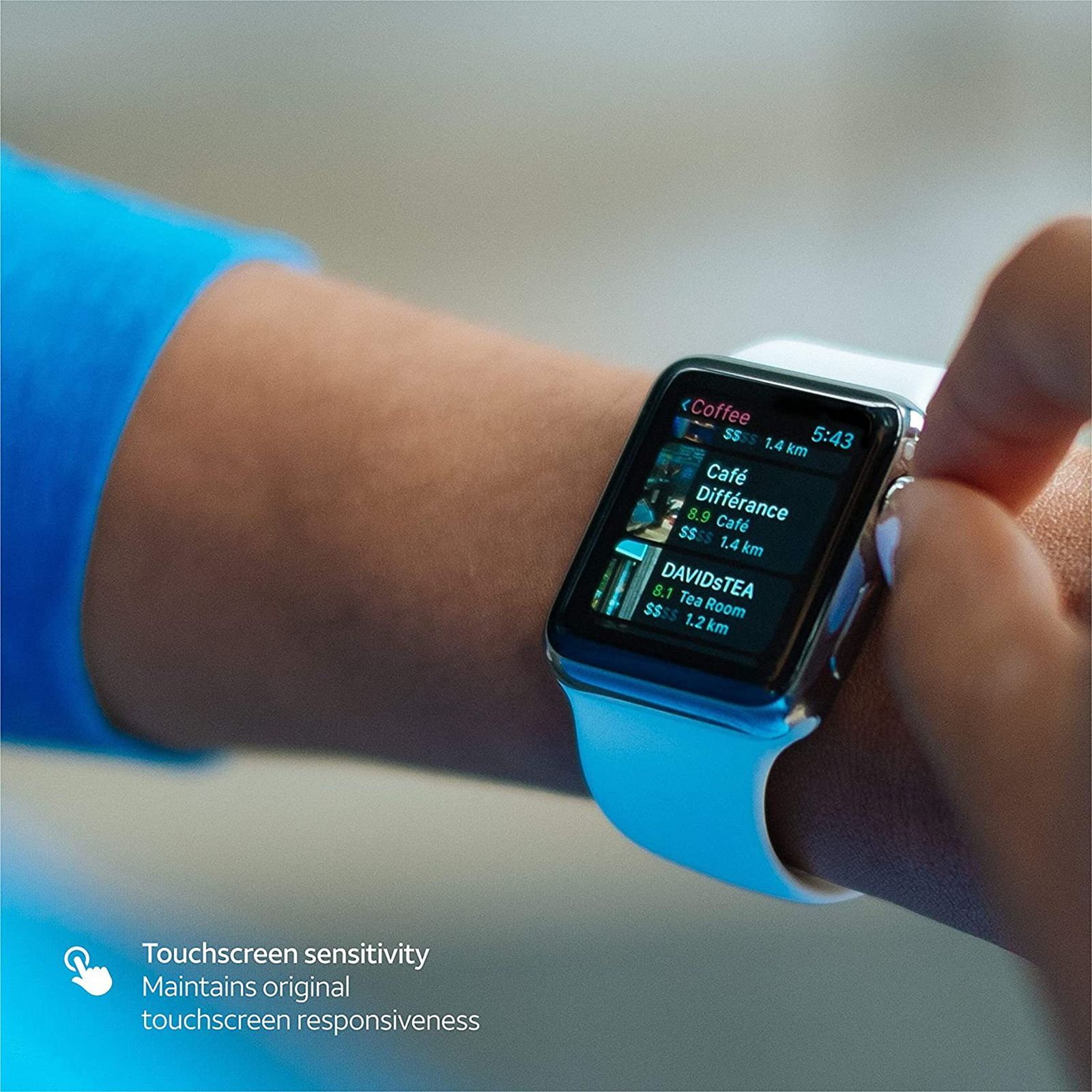 AT&T AWTG-42 Tempered Glass Screen Guard For Apple Watch Series 1/2/3 - 42mm (Dust And Fingerprint Resistant, Black)_5