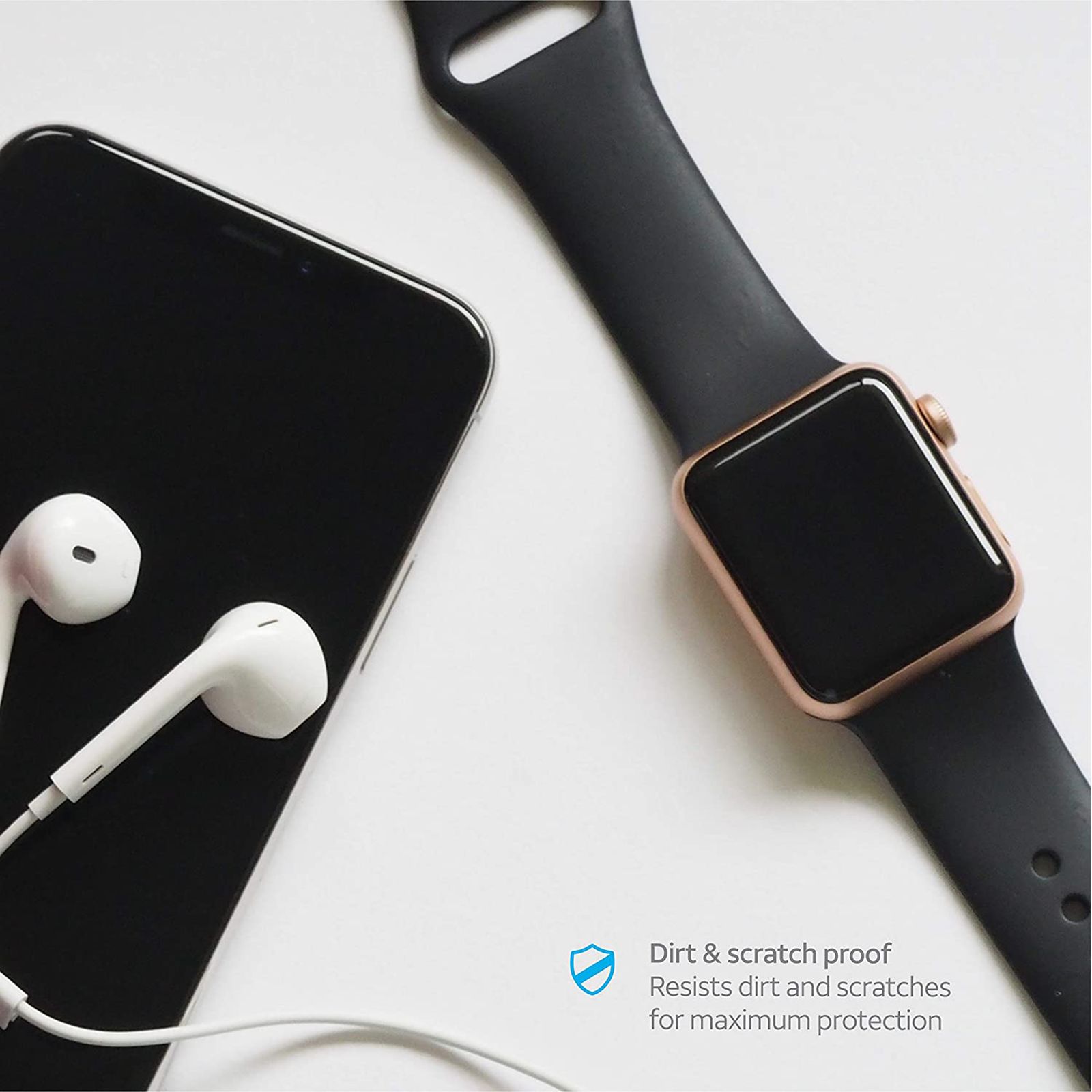 AT&T AWTG-42 Tempered Glass Screen Guard For Apple Watch Series 1/2/3 - 42mm (Dust And Fingerprint Resistant, Black)_6