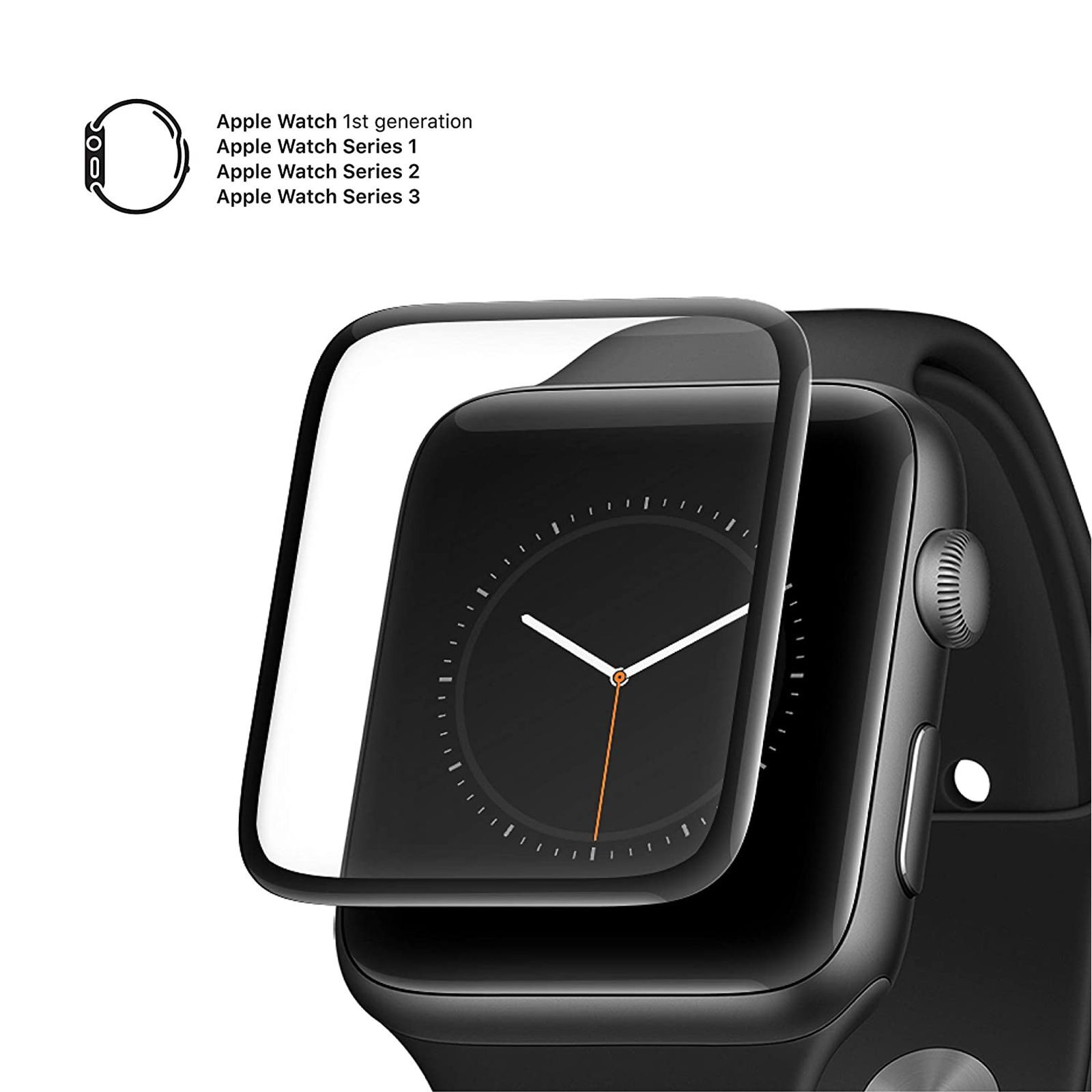 AT&T AWTG-42 Tempered Glass Screen Guard For Apple Watch Series 1/2/3 - 42mm (Dust And Fingerprint Resistant, Black)_7