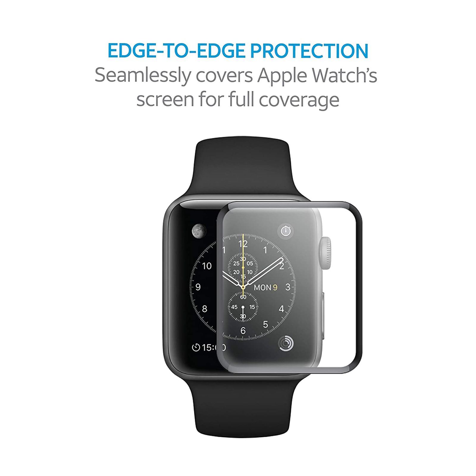 AT&T AWTG-42 Tempered Glass Screen Guard For Apple Watch Series 1/2/3 - 42mm (Dust And Fingerprint Resistant, Black)_9