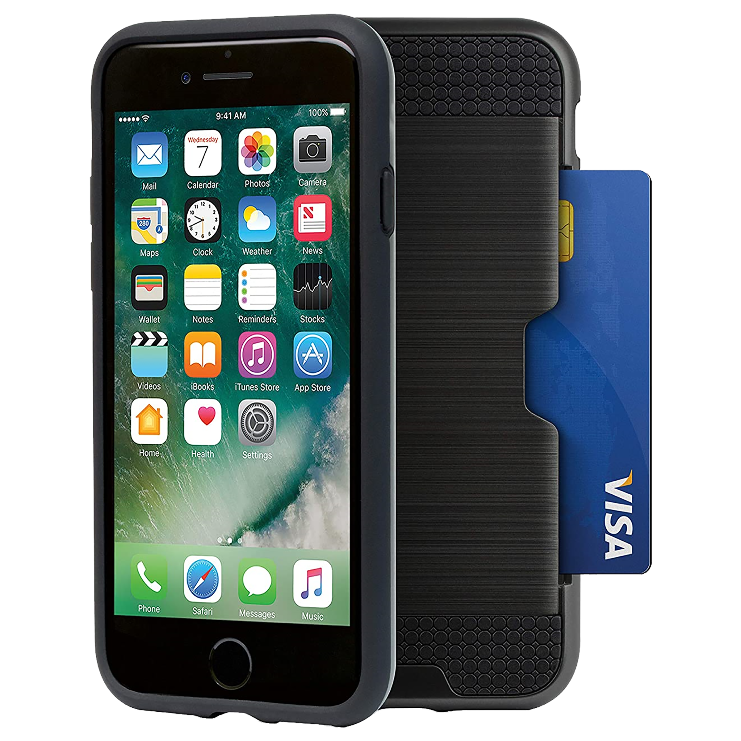 AT&T WPC1 Back Cover for Apple iPhone 7 and iPhone 8 (Credit Card Holder, Black)_5