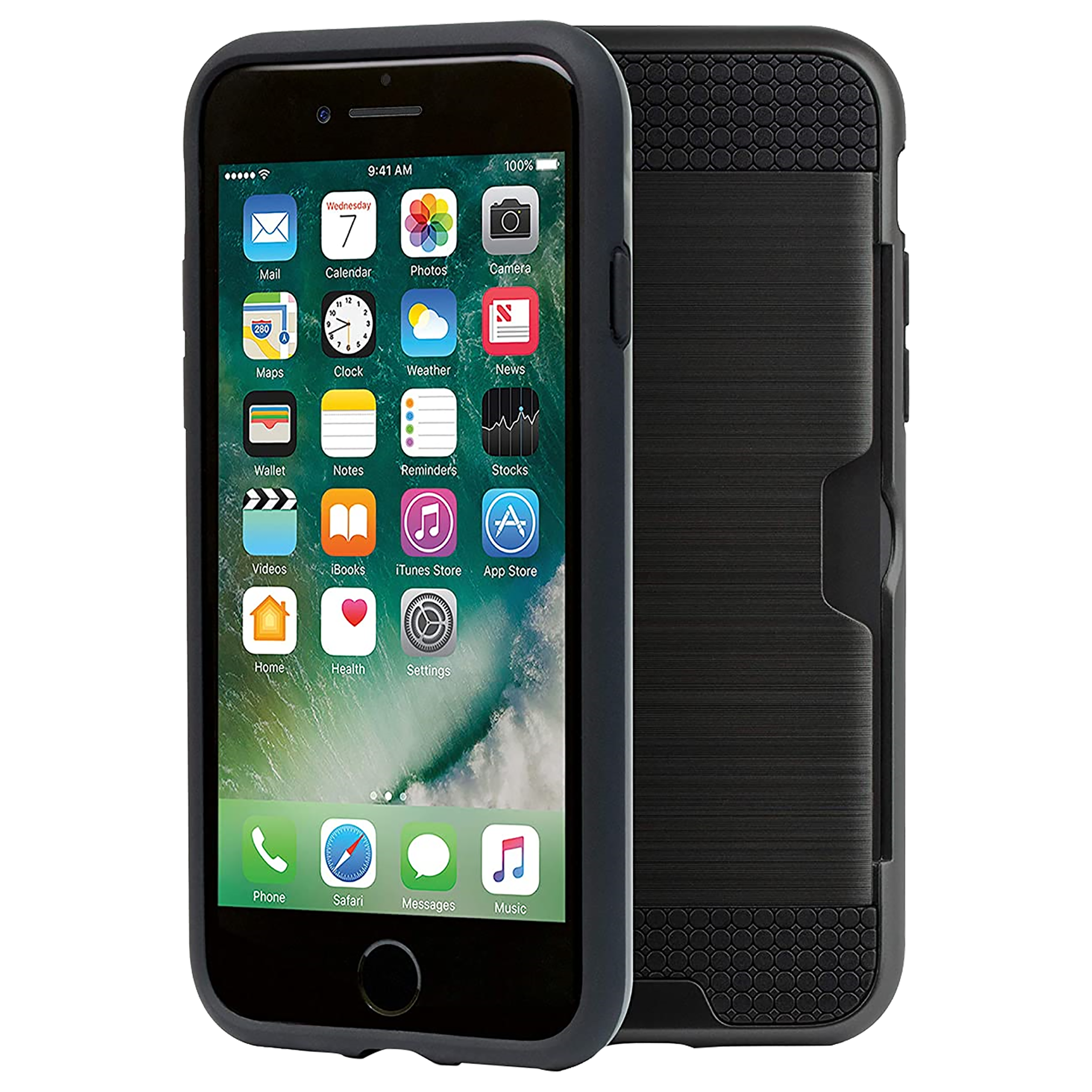 AT&T WPC1 Back Cover for Apple iPhone 7 and iPhone 8 (Credit Card Holder, Black)_1